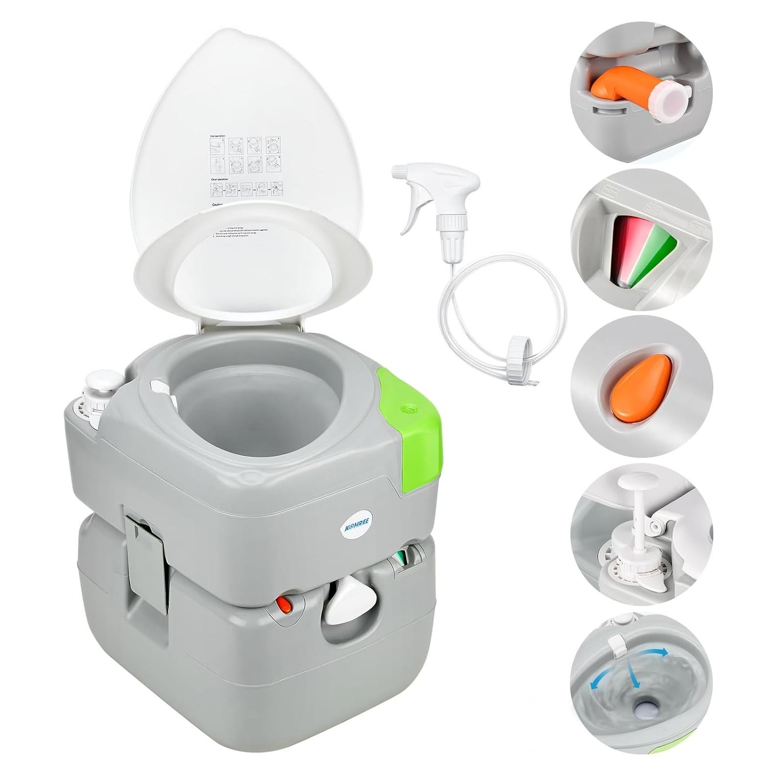 Inodoro Portátil Kohree 5.8 Gal con Asiento Diagonal