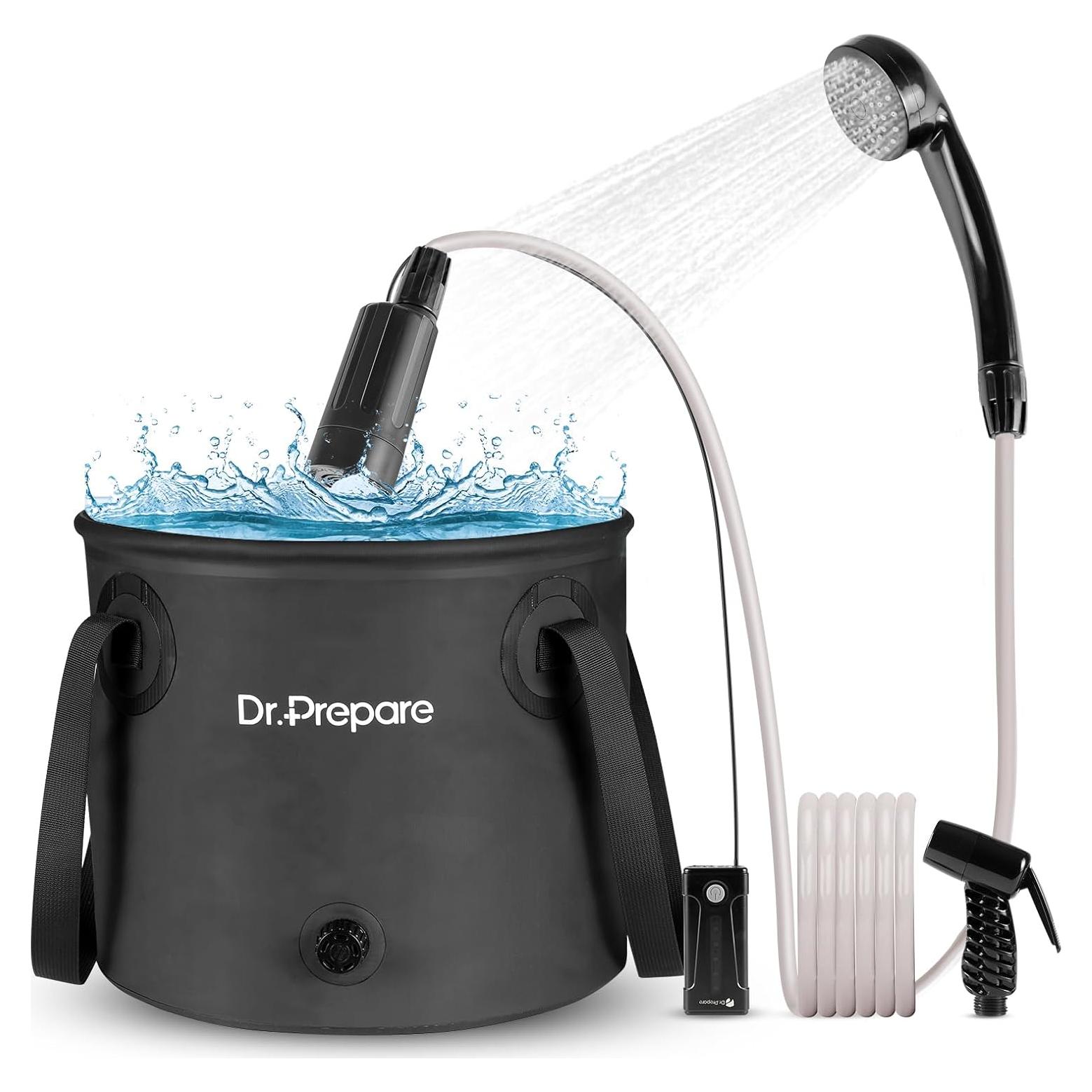 Ducha Portátil DR.PREPARE 17L con Bomba y Batería USB
