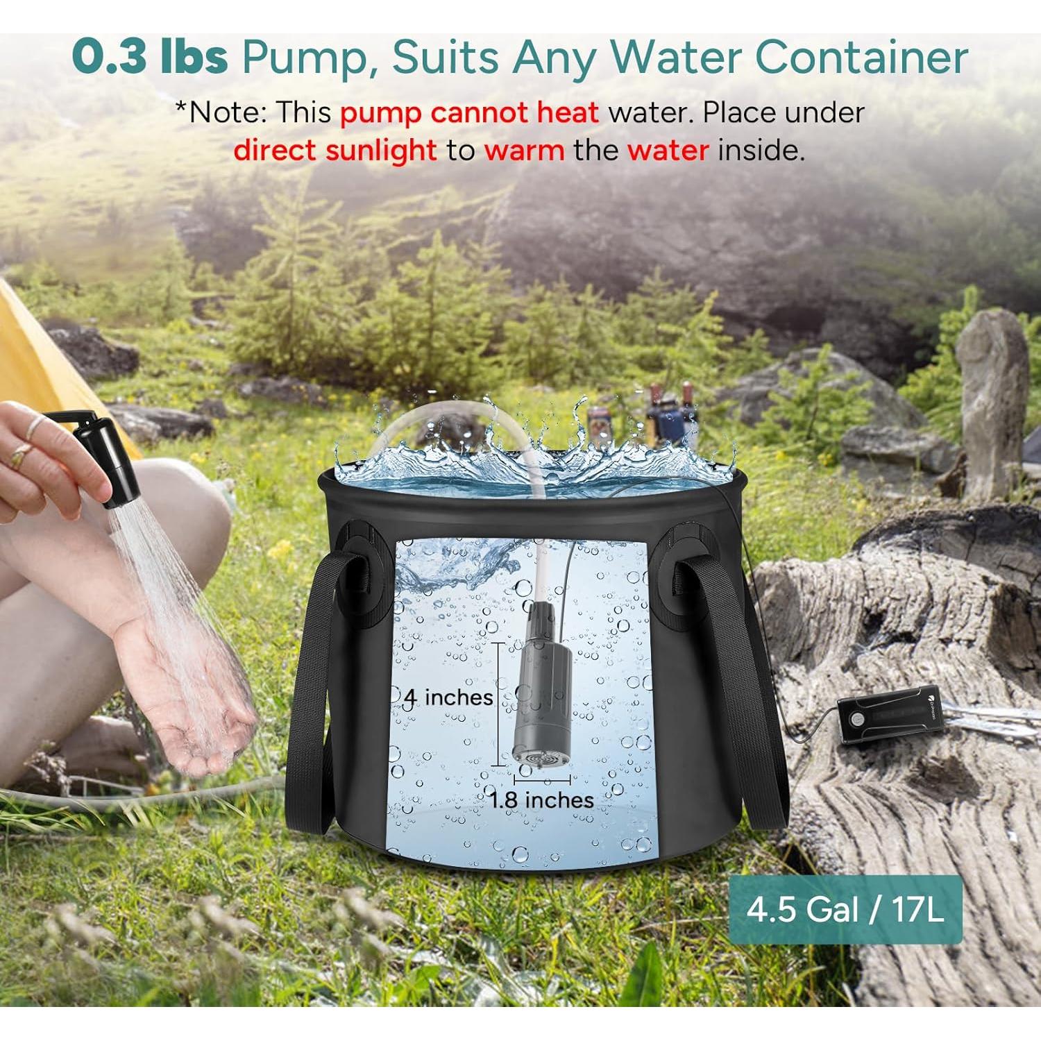 Ducha Portátil DR.PREPARE 17L con Bomba y Batería USB