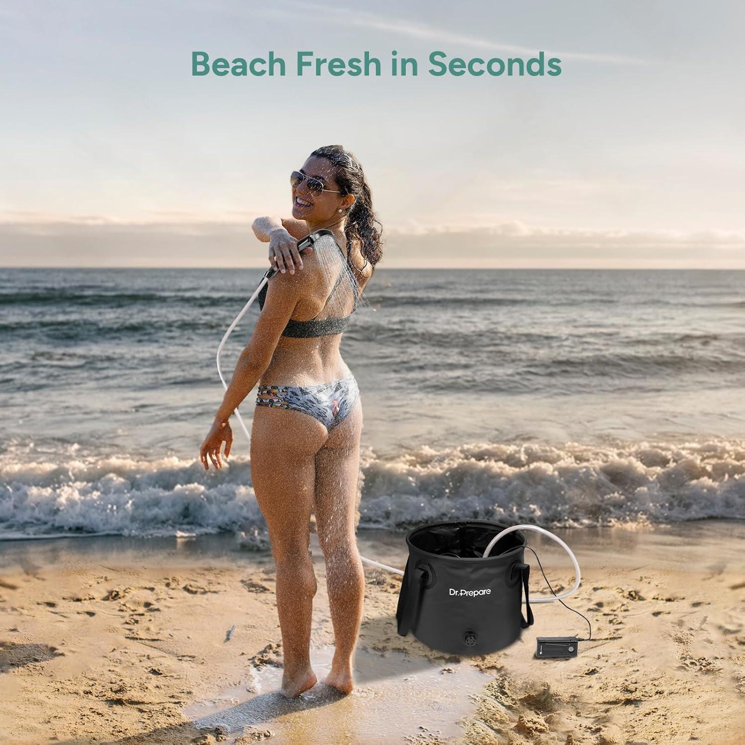 Ducha Portátil DR.PREPARE 17L con Bomba y Batería USB