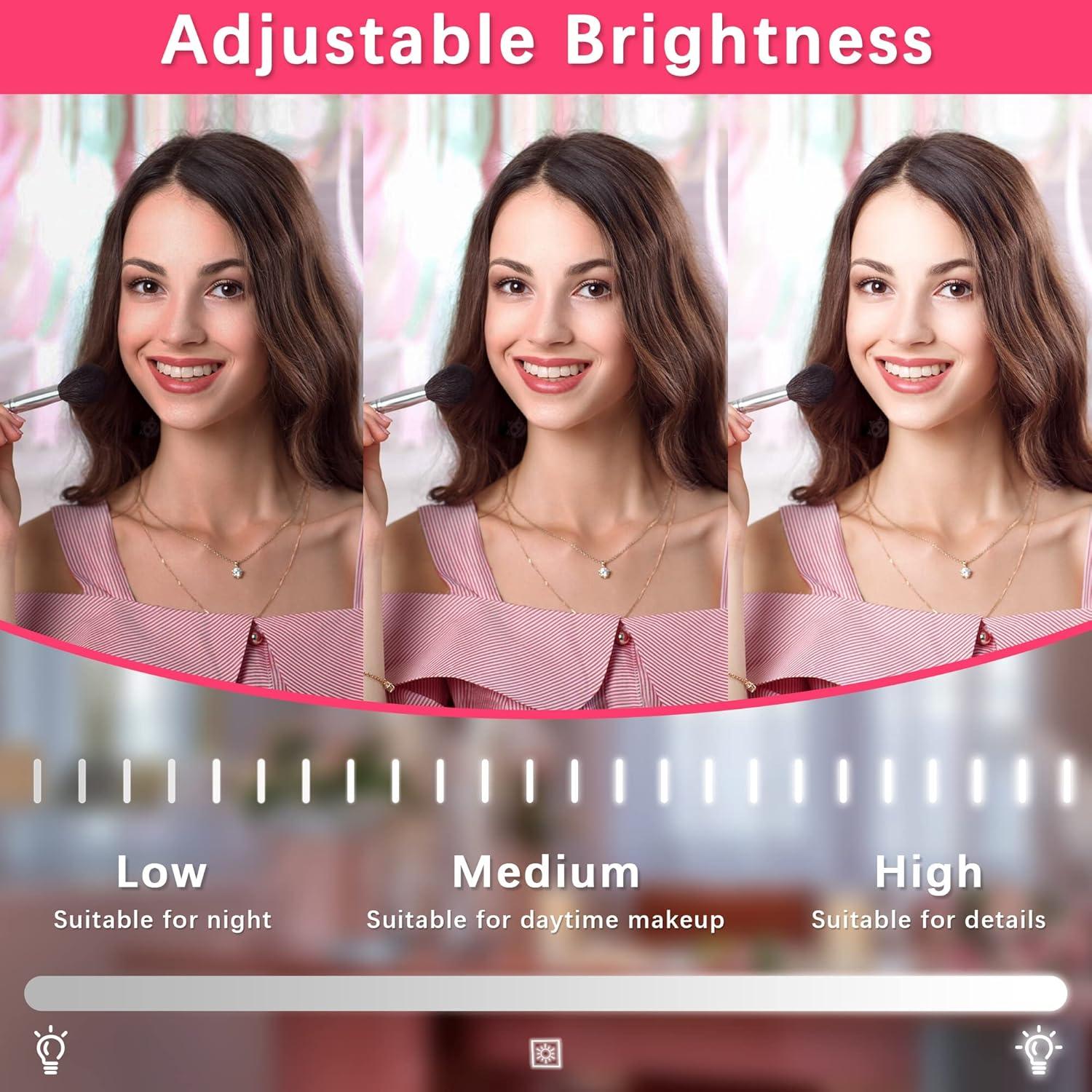 Espejo de tocador iluminado ROLOVE 55,88x48,26 cm LED 3 modos