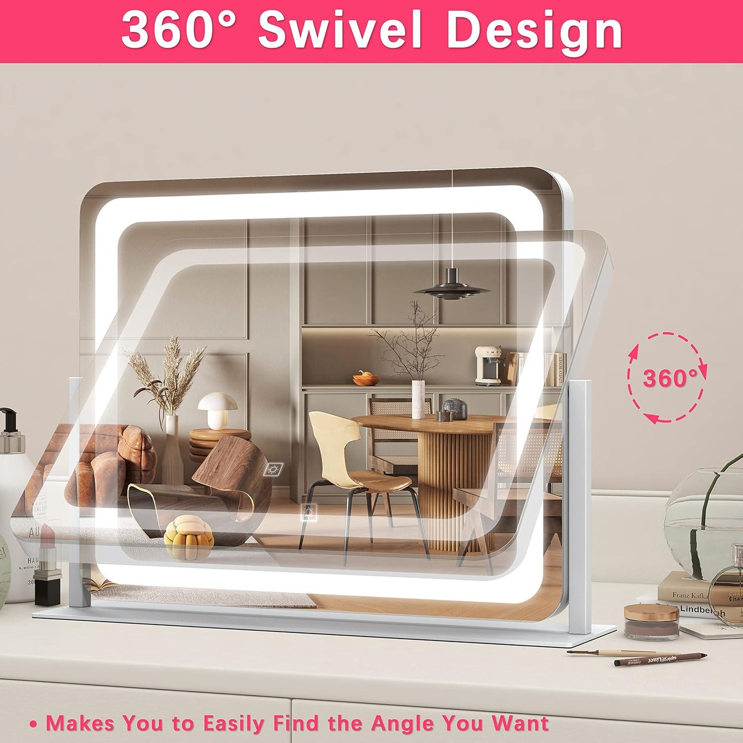 Espejo de tocador iluminado ROLOVE 55,88x48,26 cm LED 3 modos