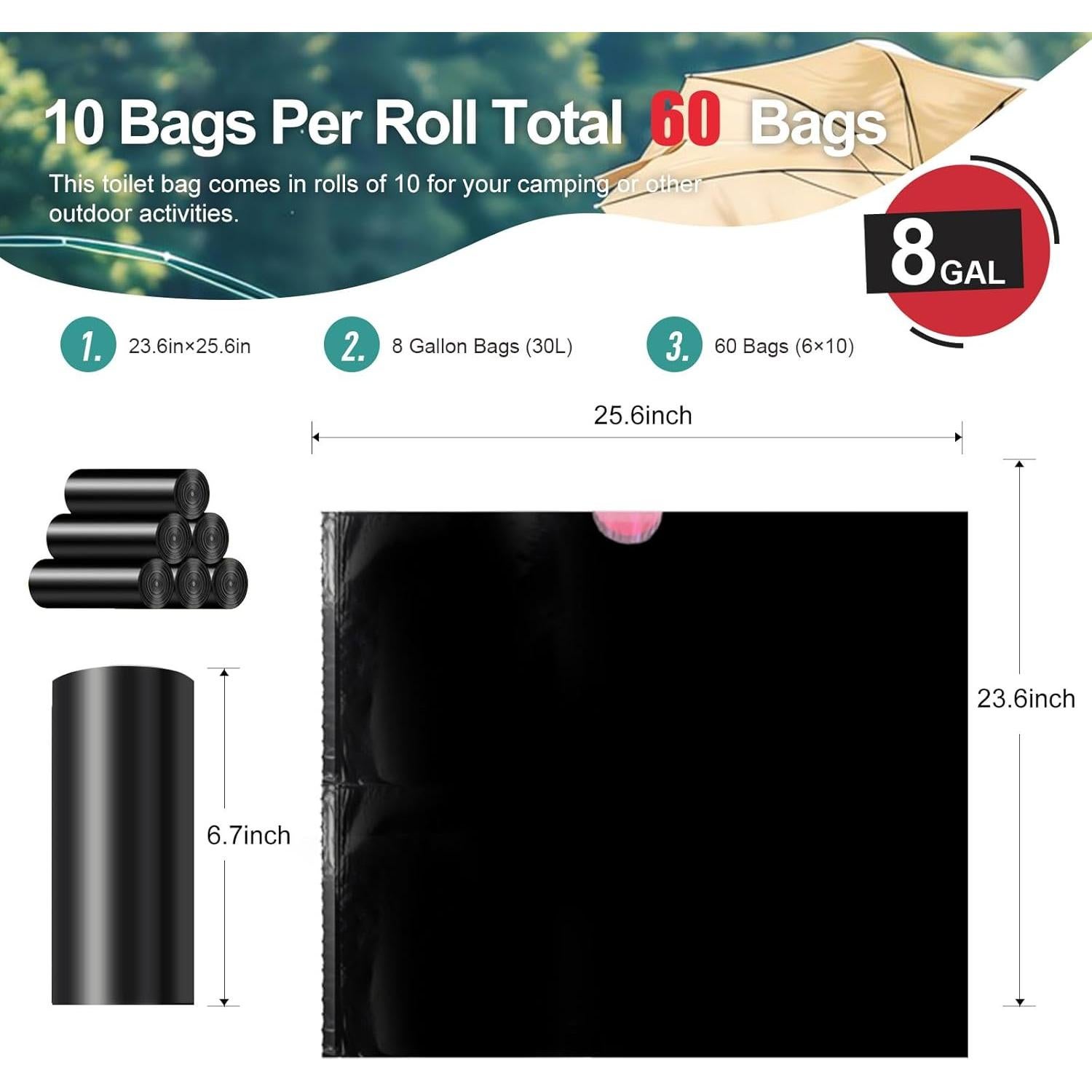 Bolsas de Inodoro Portátiles Ann Katy 60 Piezas 30L