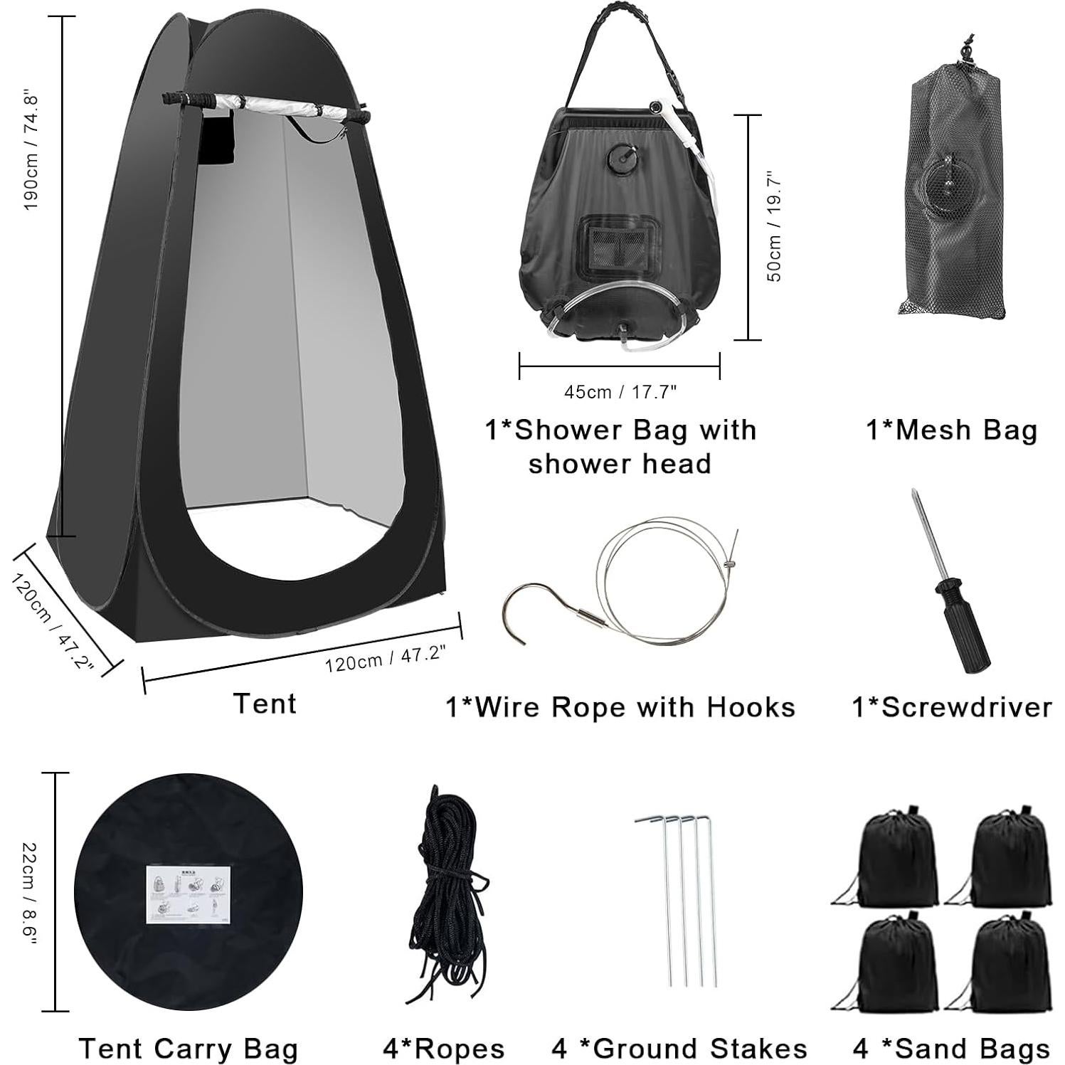 Tienda de Ducha Portátil G2 GO2GETHER 120x120 cm 5 Personas