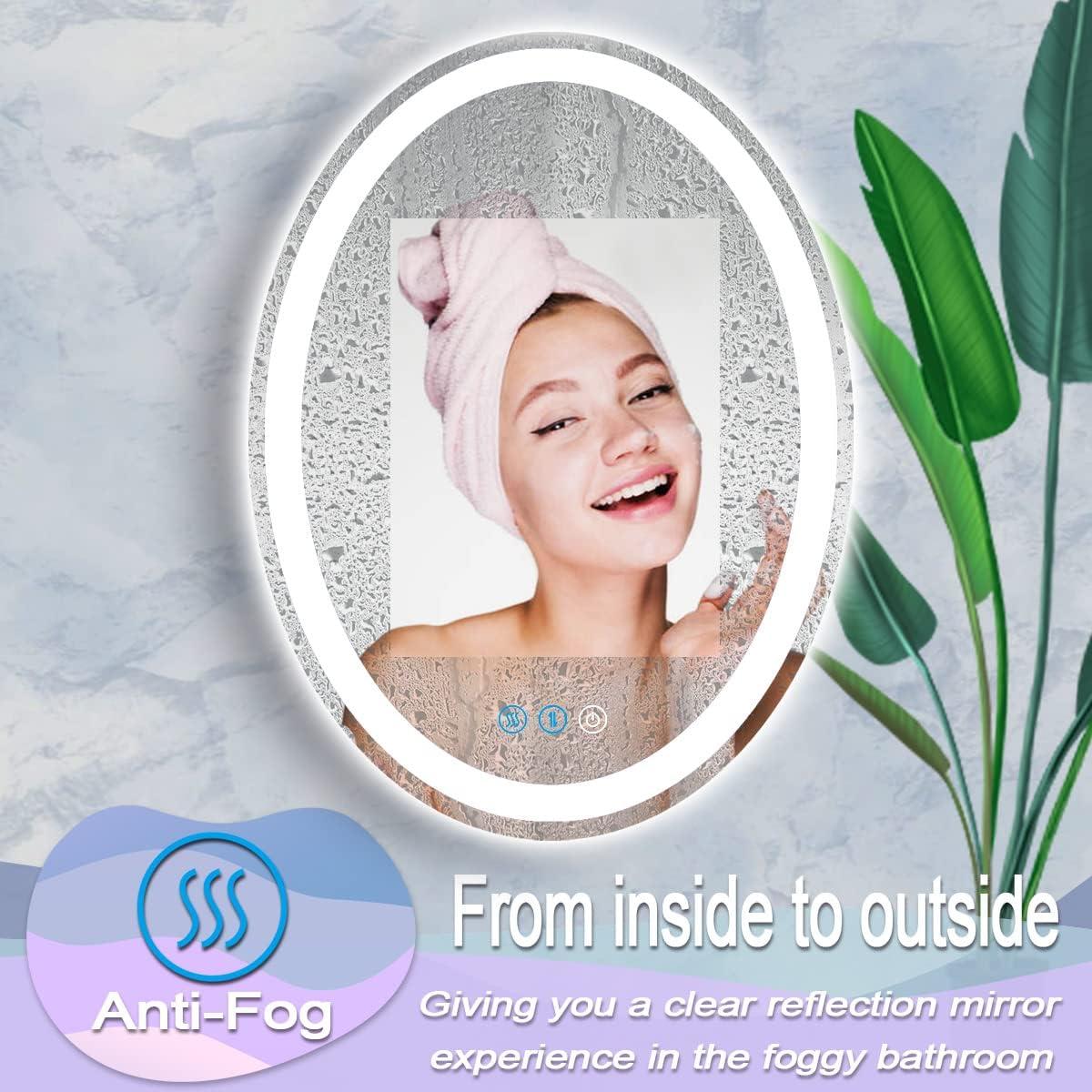 Espejo Ovalado Iluminado DIDIDADA 81 x 61 cm 3 Luces Ajustables