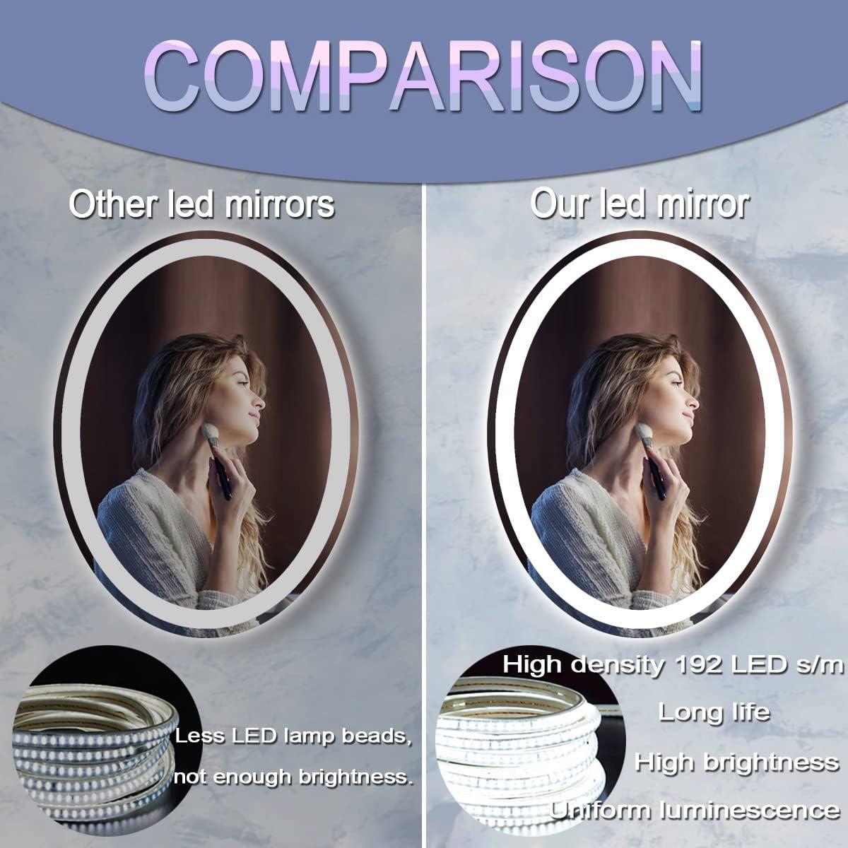 Espejo Ovalado Iluminado DIDIDADA 81 x 61 cm 3 Luces Ajustables