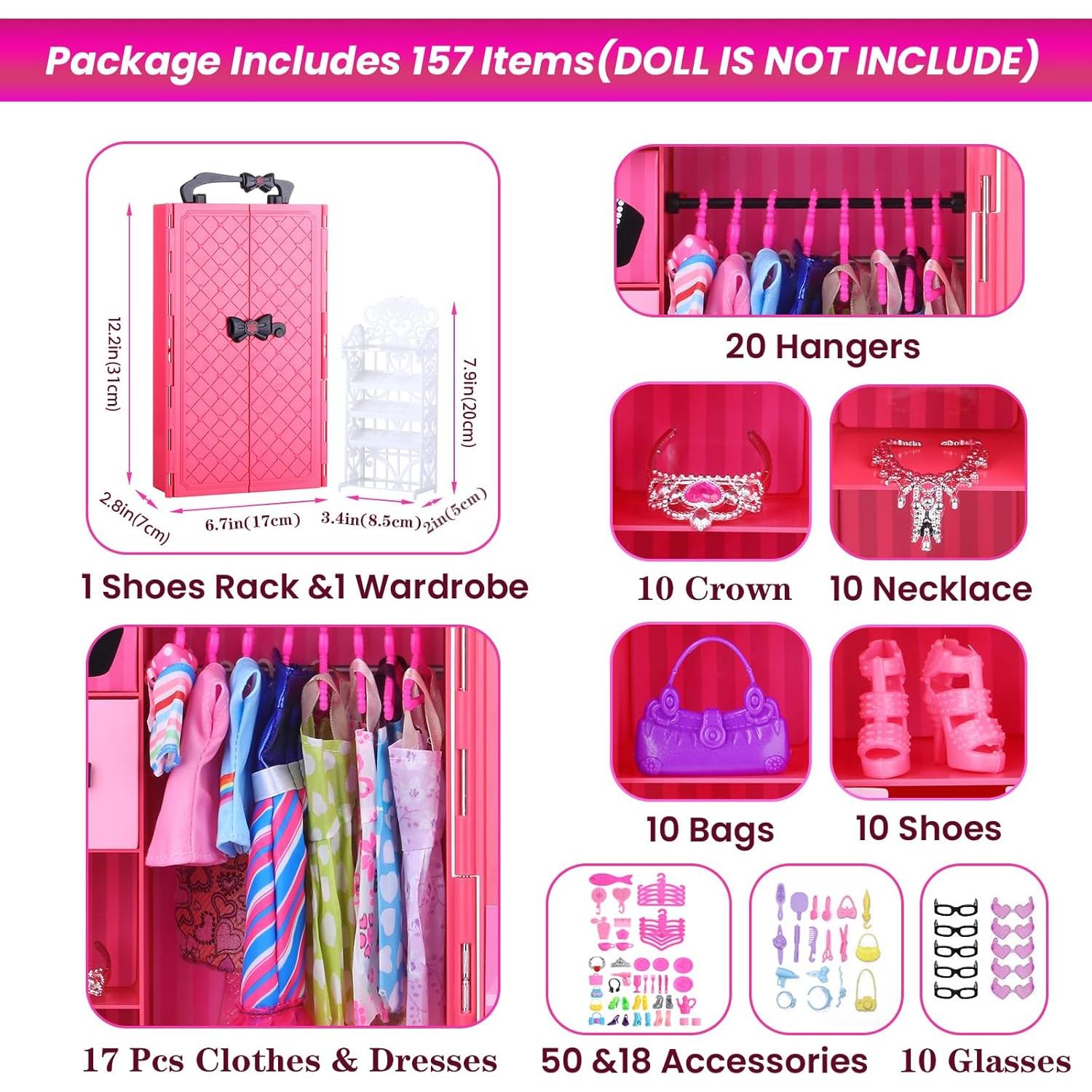 157 Piezas Ropa y Accesorios para Muñecas Vueos 11.5"