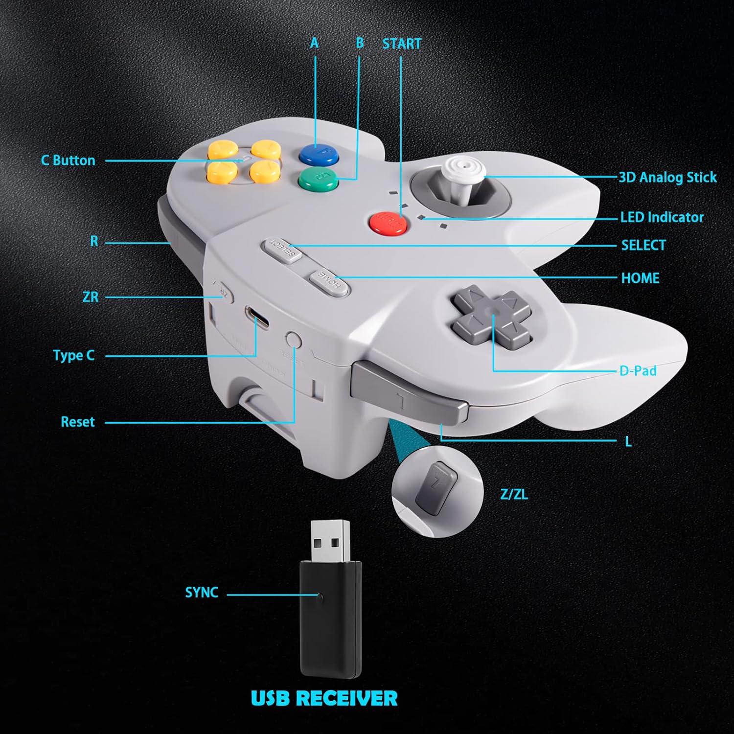 Controlador Inalámbrico SAFFUN NS N64 - 2.4 GHz Recargable