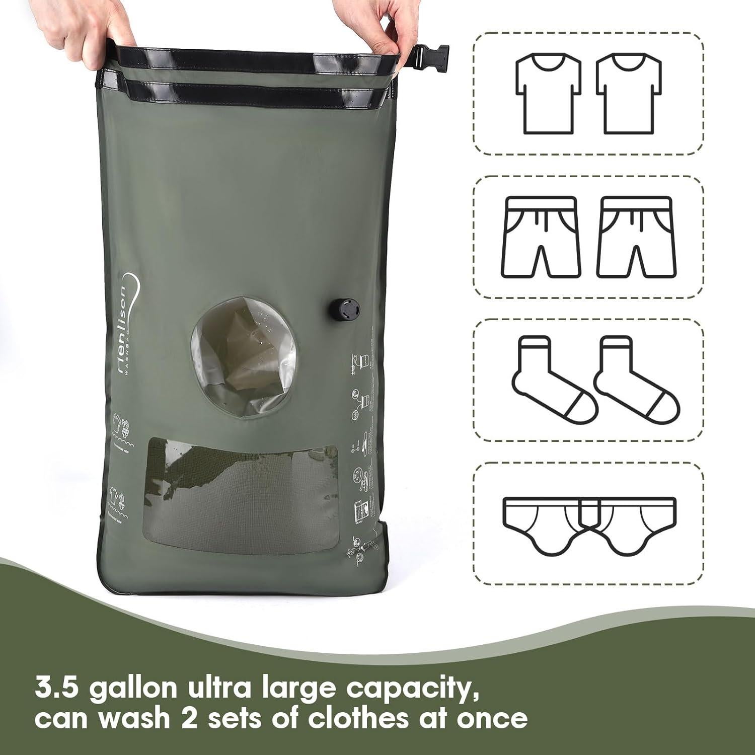 Lavadora Portátil Henlisen wb01 13.25L Verde Militar