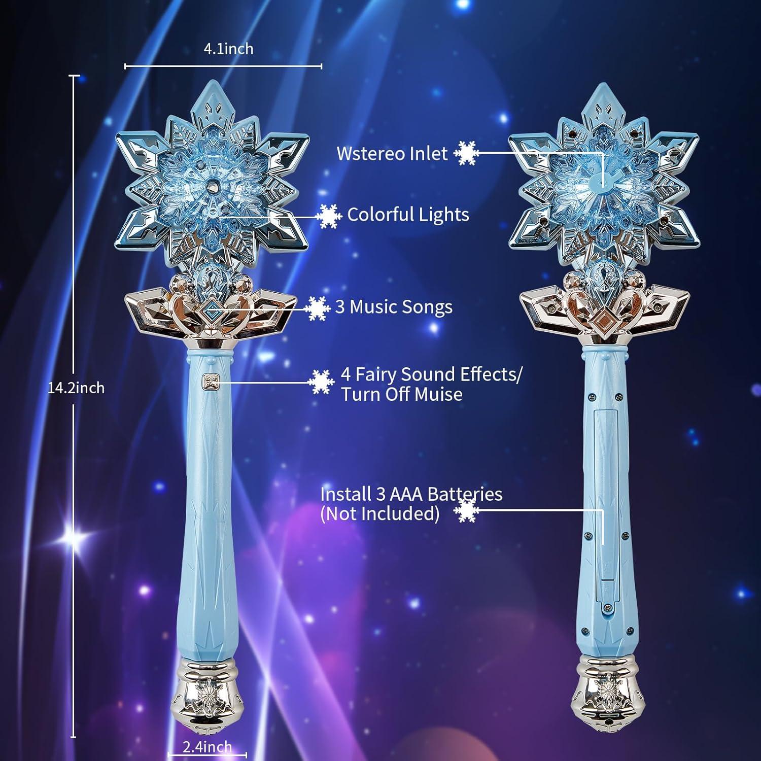 Varita de Copo de Nieve Iluminada Tiempo Efímero 35.6cm Azul