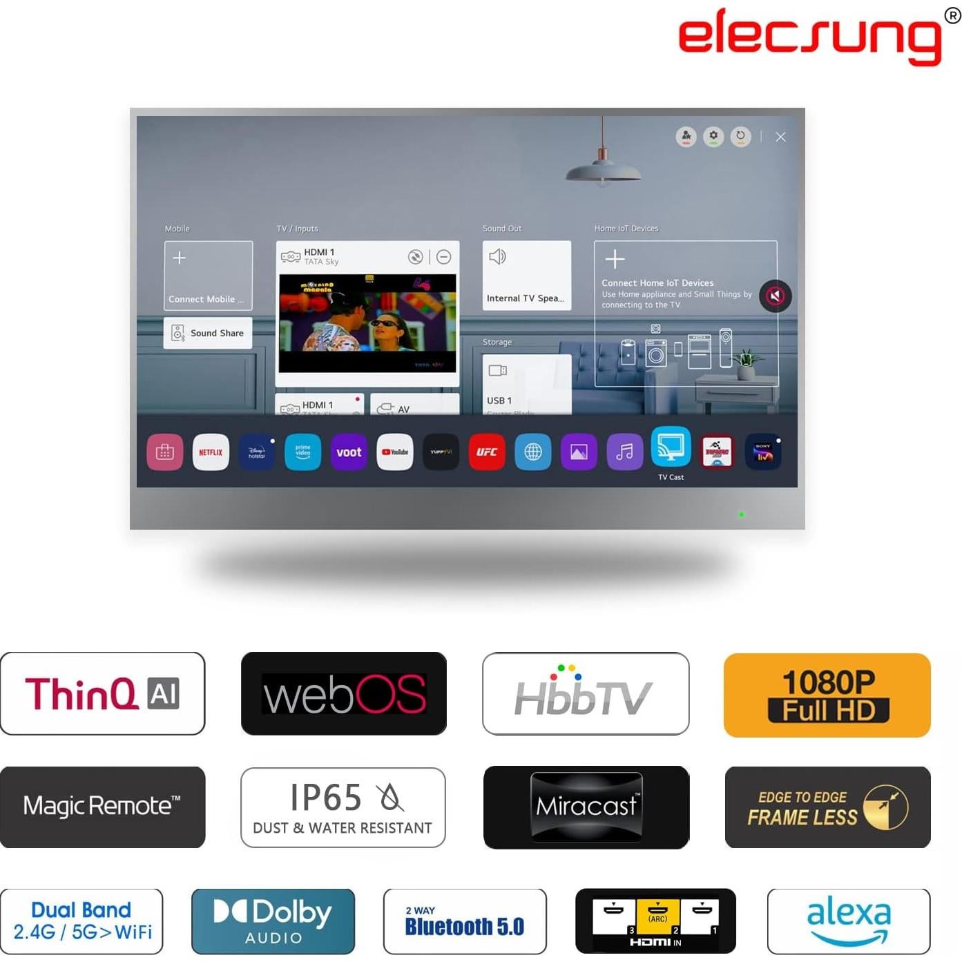 Televisor Espejo 22" Elecsung webOS 1080P Impermeable