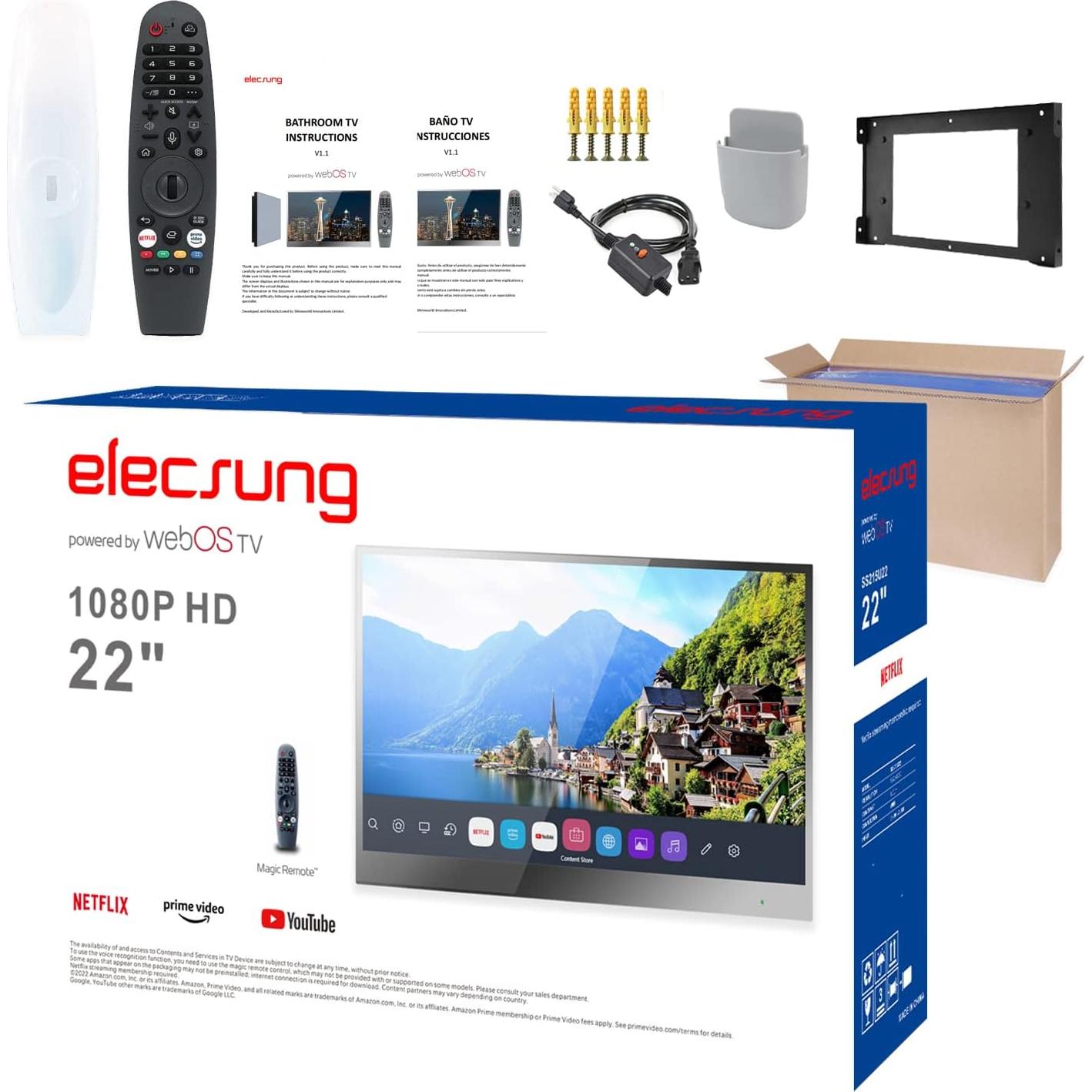 Televisor Espejo 22" Elecsung webOS 1080P Impermeable