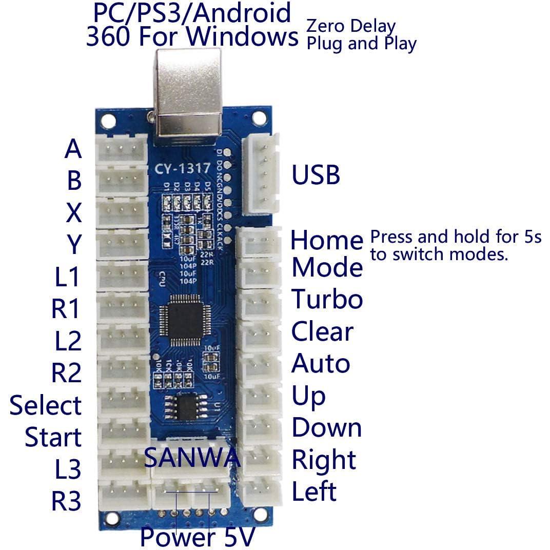 Controlador Arcade USB SJ@JX LED Sin Retardo para PC y PS3