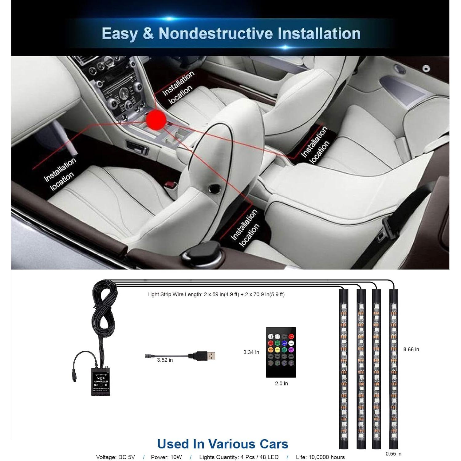 Luces LED de Interior Wanmin RGB con Control Remoto y Sonido