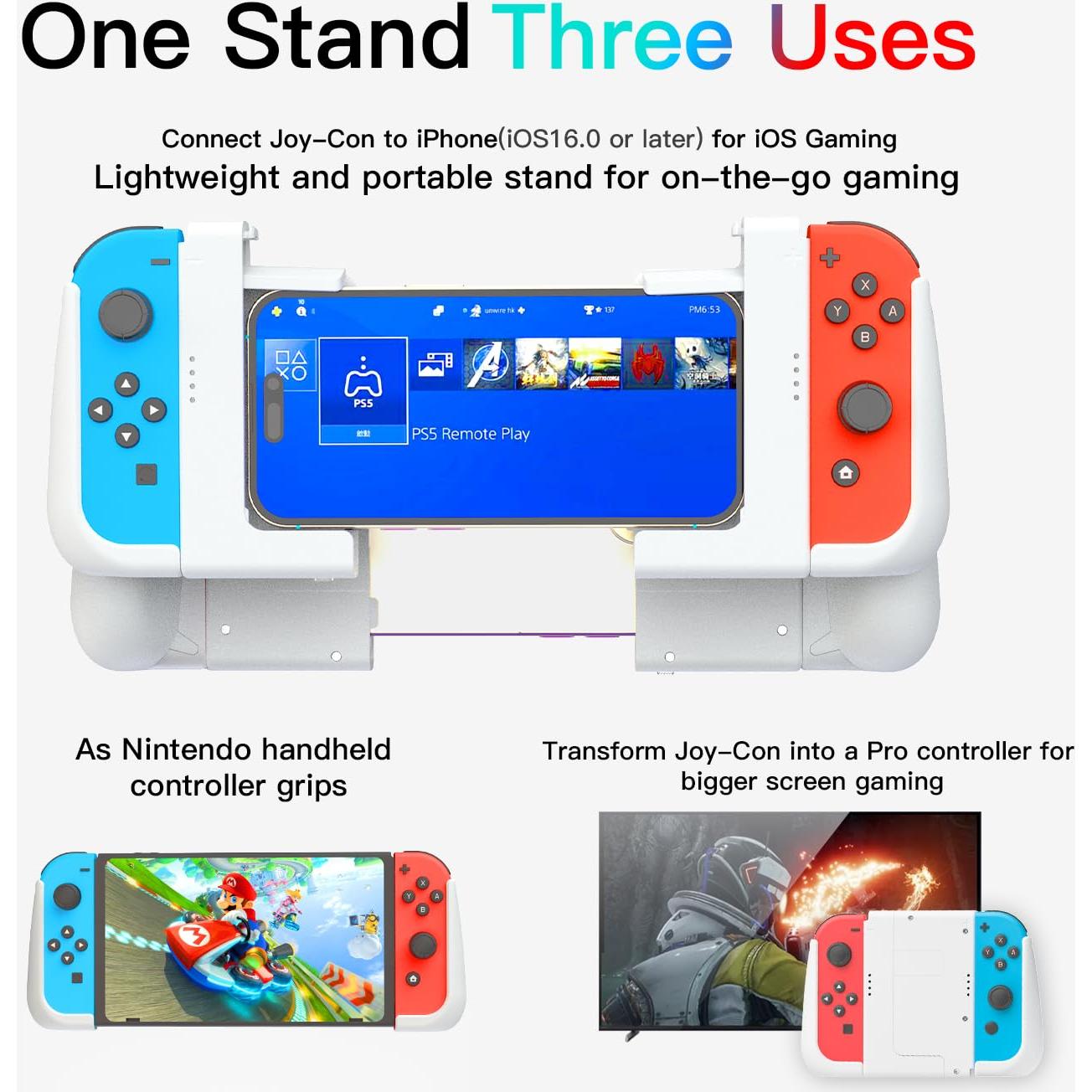 Soporte Ergonómico MystiForge 3-en-1 para iPhone y Switch