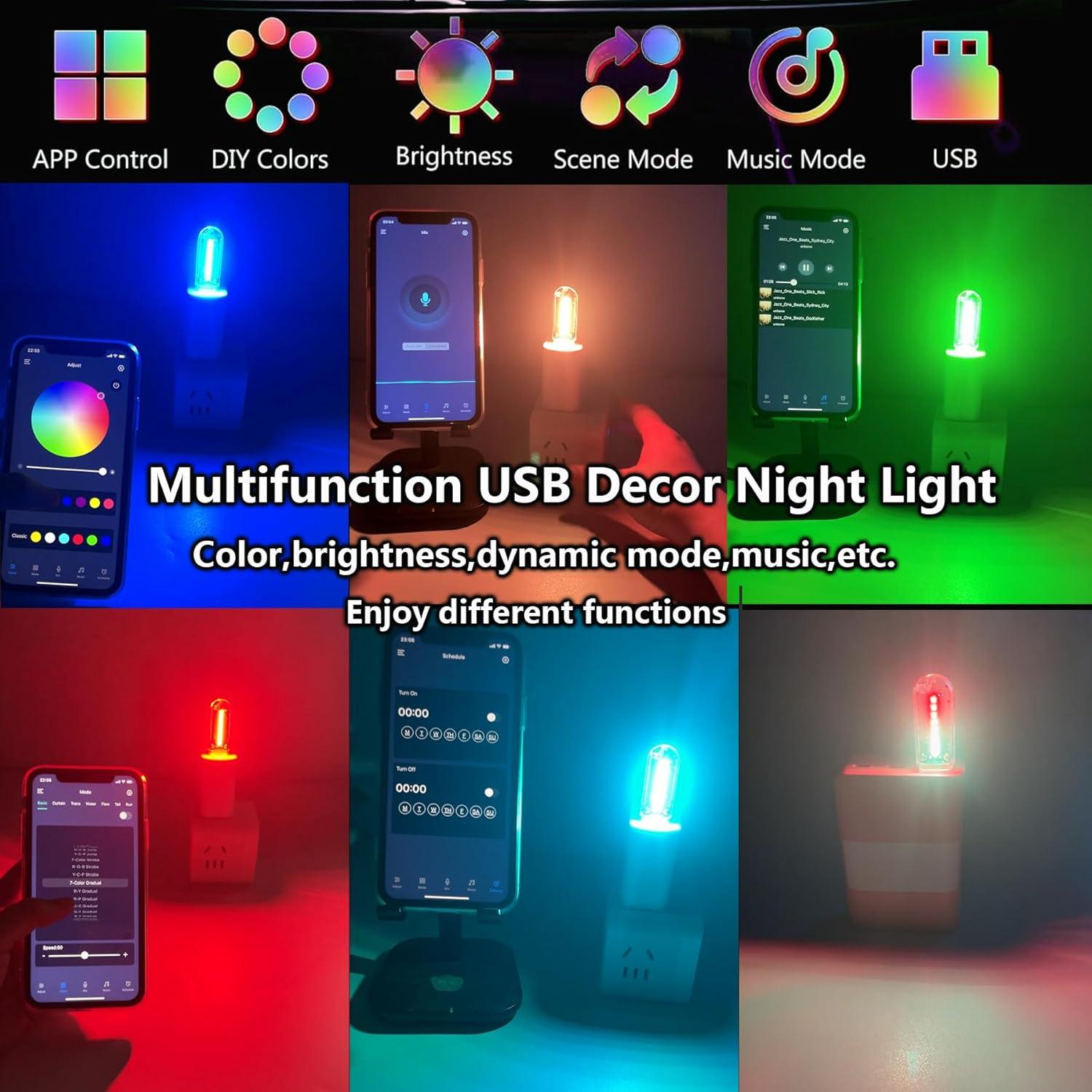 Lámpara LED RGB USB FZSSHYG para Interior de Coche, Control APP