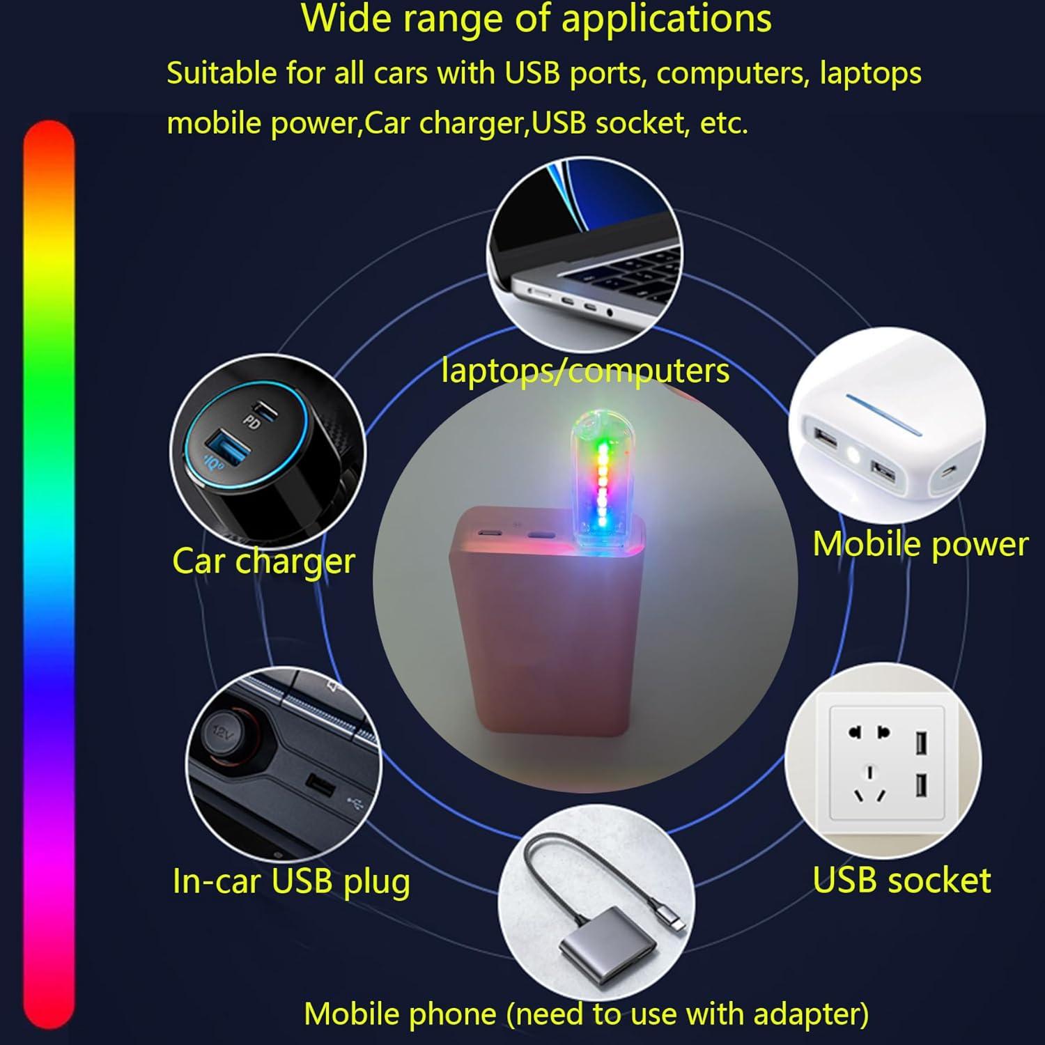 Lámpara LED RGB USB FZSSHYG para Interior de Coche, Control APP