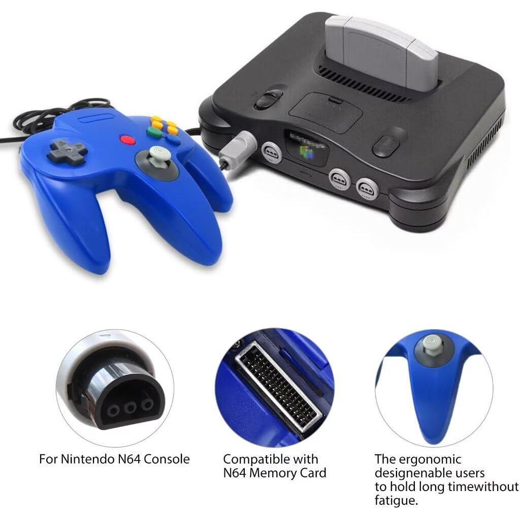 Juego de 2 Controladores Clásicos con Cable N64 - Azul y Rojo