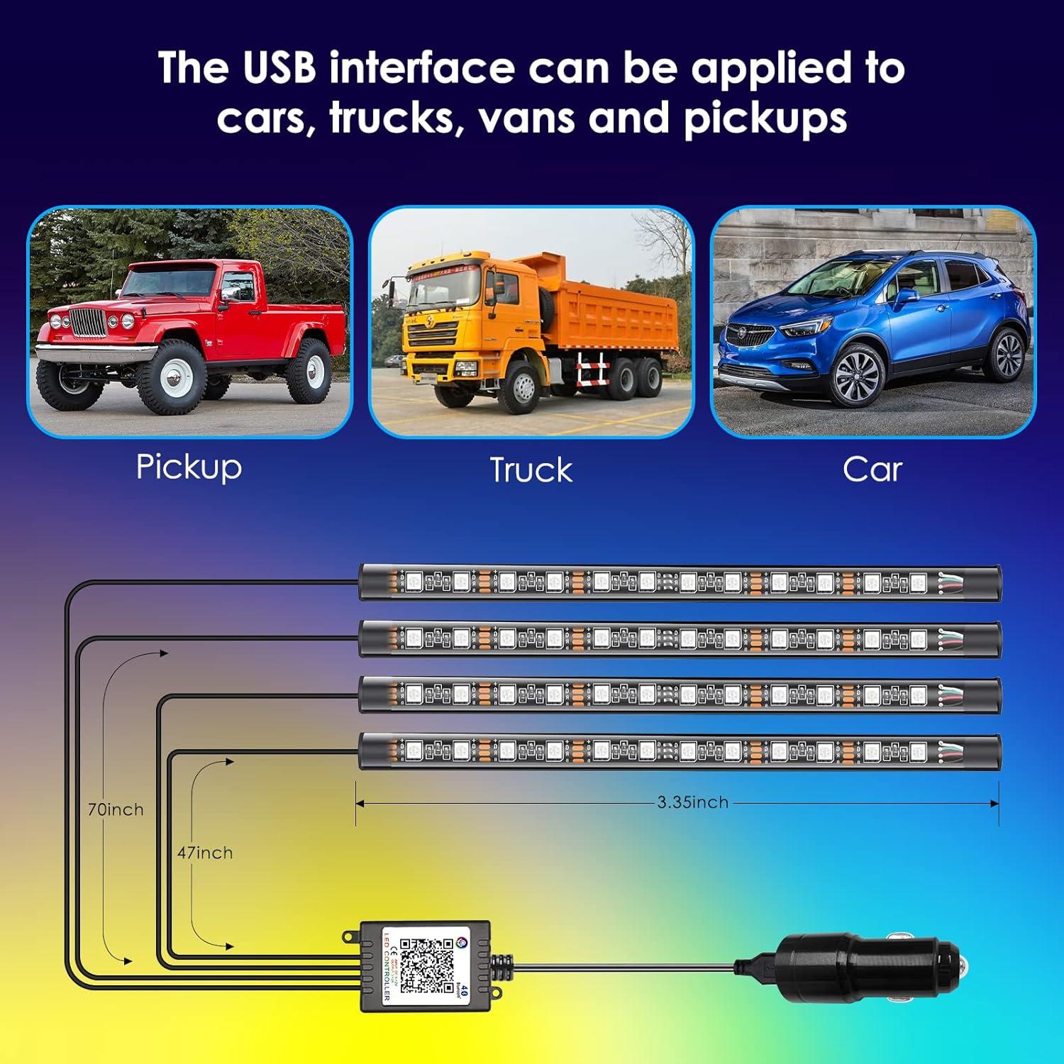 Tira de luz LED Abnija 48 LED Multicolor Bluetooth 12V