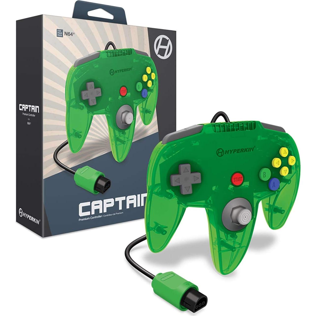 Controlador Premium Hyperkin Capitán N64 Verde Lima + Tarjeta 256KB
