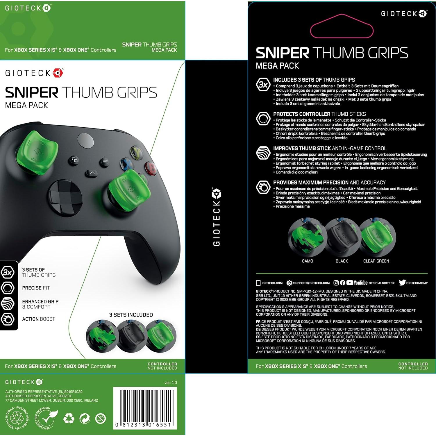 Empuñaduras para Pulgares Gioteck SMP Xbox Series X - 3 Pack Antideslizante