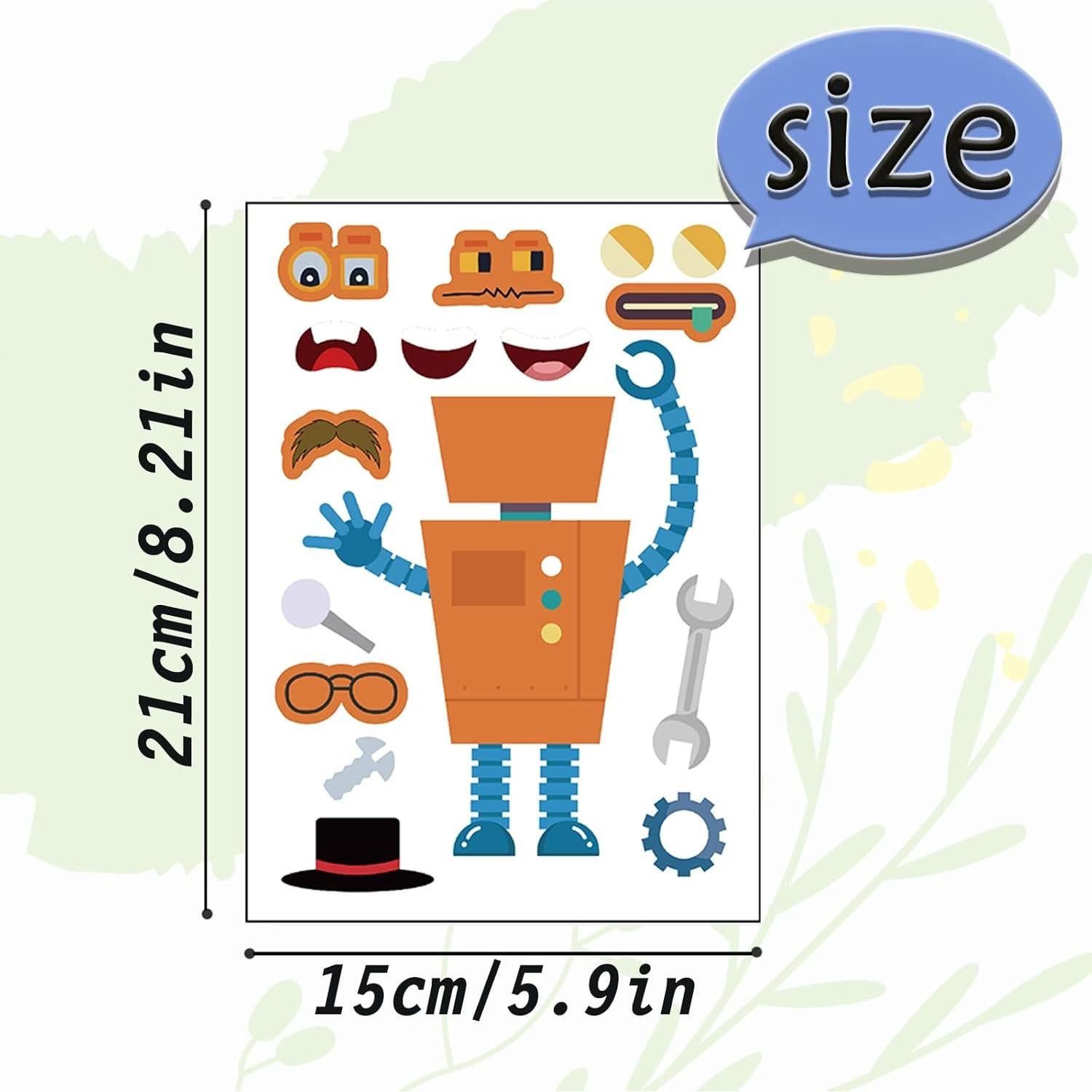 24 Hojas Stickers de Robot DaiUni para Niños Creativos