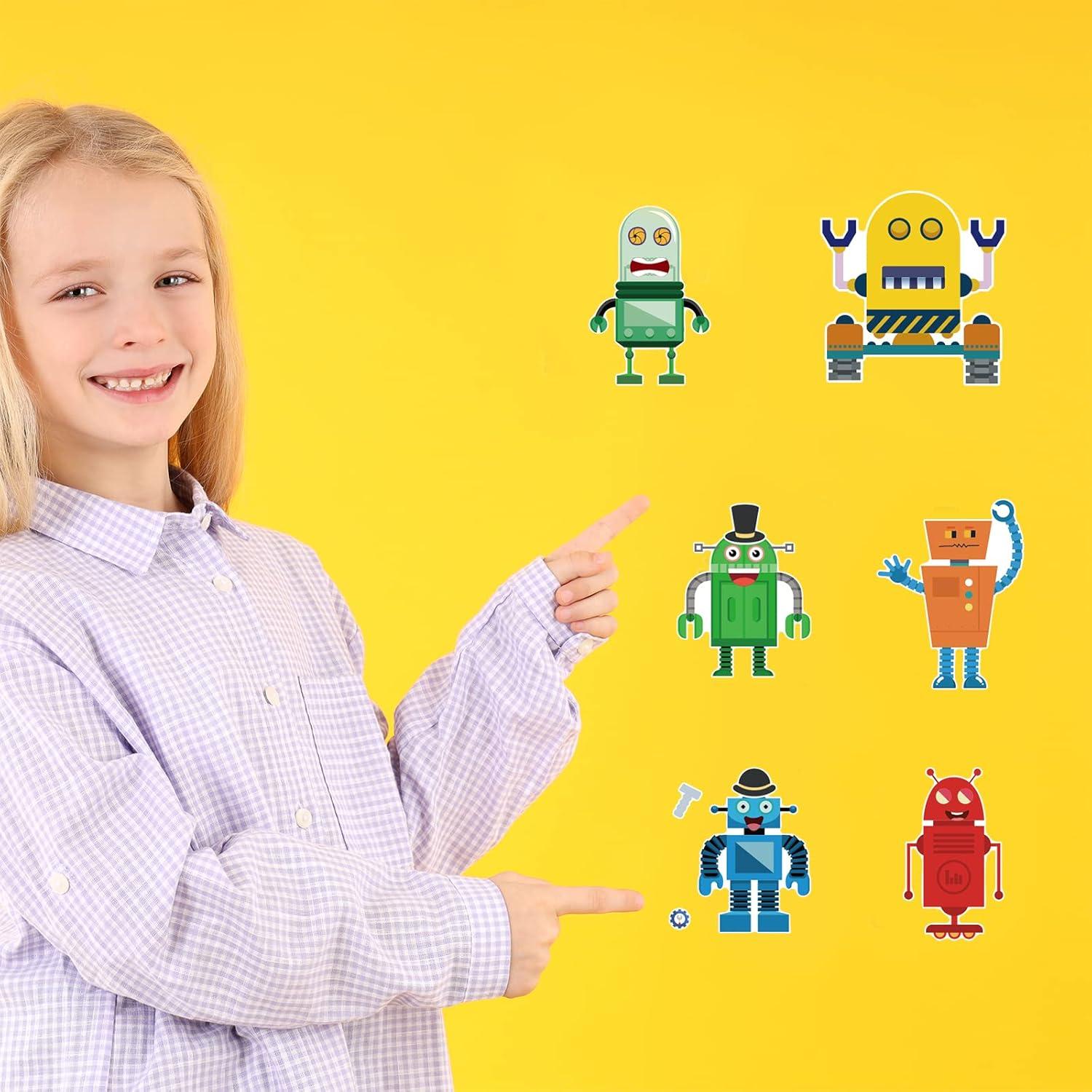 24 Hojas Stickers de Robot DaiUni para Niños Creativos