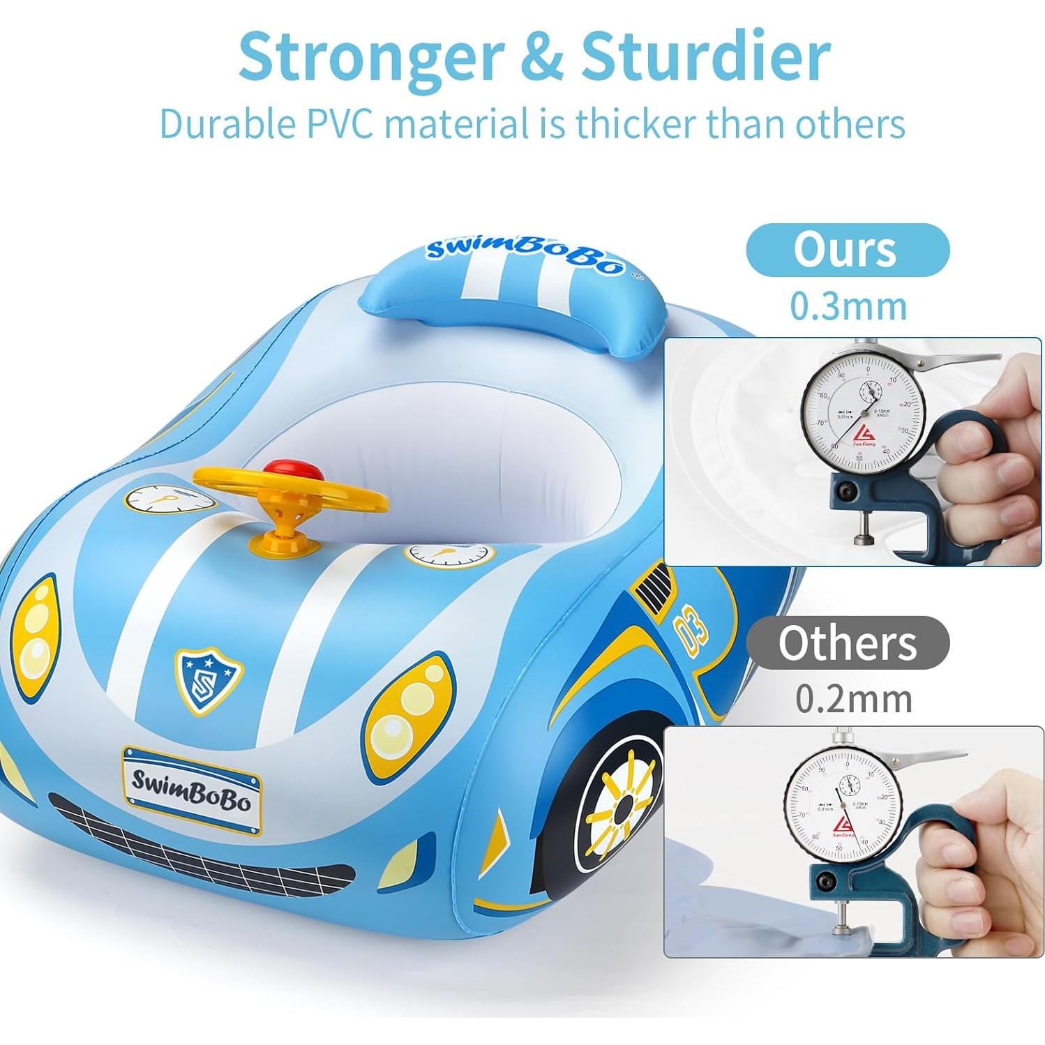 Flotador Inflable para Bebés Swimbobo K2003P Coche Azul con Dosel