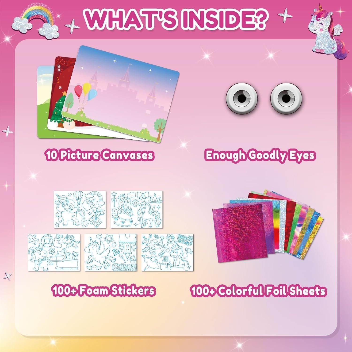 Kit de Arte en Foil ZMLM Unicornio para Niños 4-8 Años