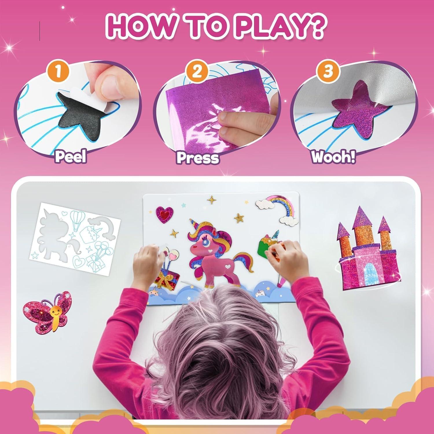 Kit de Arte en Foil ZMLM Unicornio para Niños 4-8 Años
