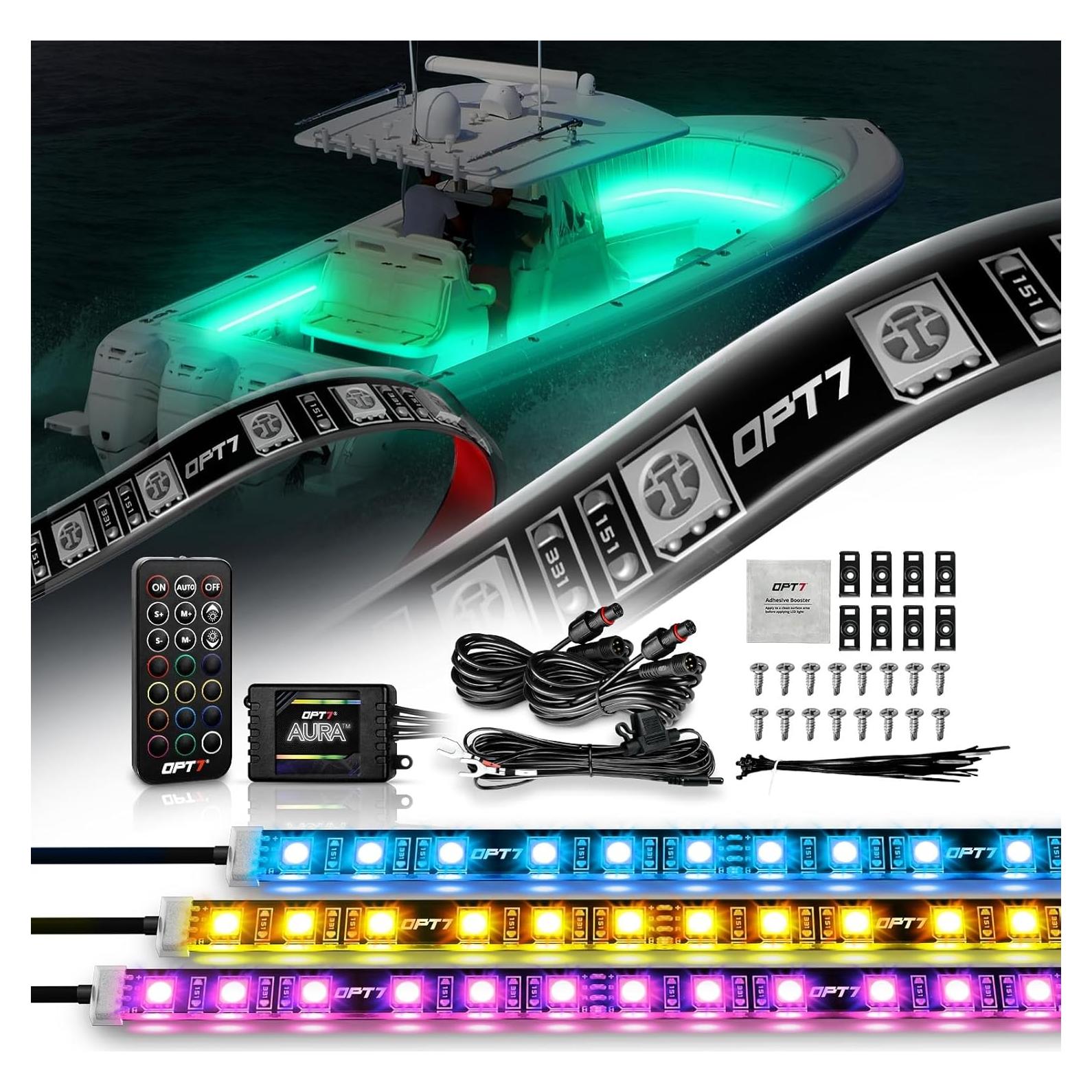Luces LED Marinas OPT7 Aura RGB 12V, Impermeables IP67, 8 pies