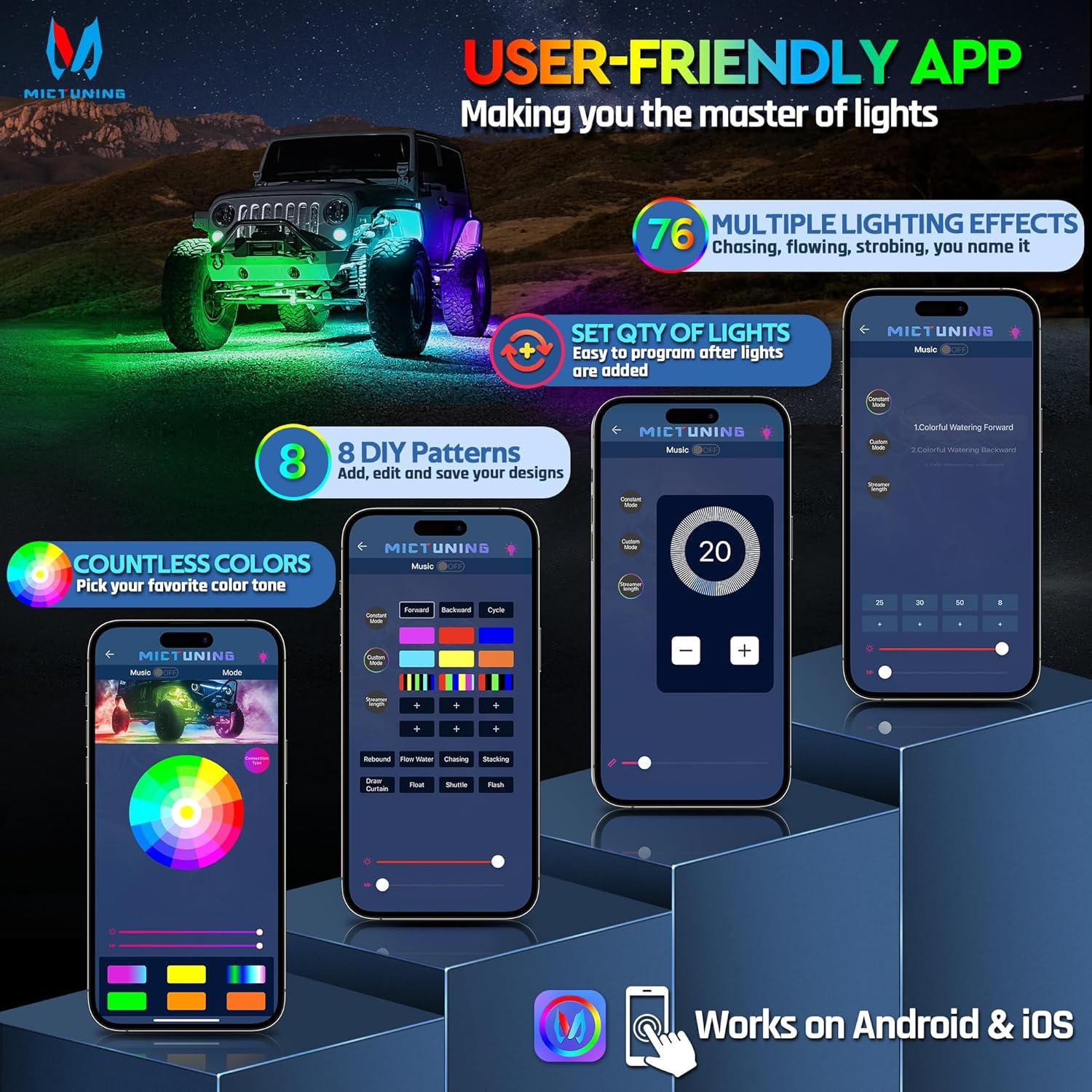 Luces LED MICTUNING C2 Max RGB+IC 2 Pods a Prueba de Agua