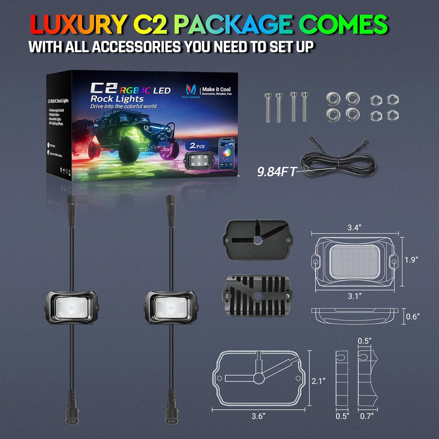 Luces LED MICTUNING C2 Max RGB+IC 2 Pods a Prueba de Agua