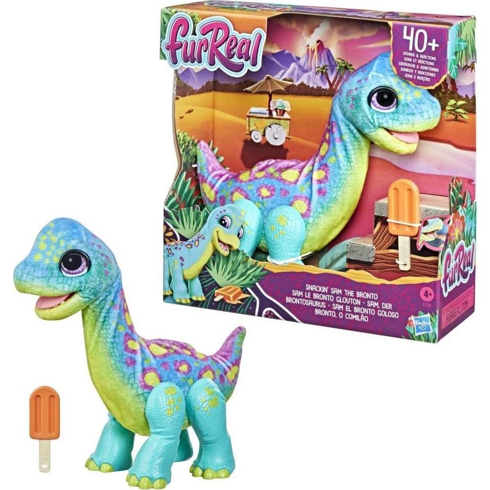 FurReal Snackin' Sam El Bronto - Dinosaurio Interactivo 40+ Sonidos