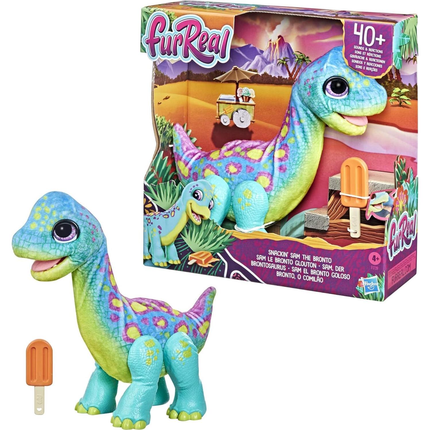 FurReal Snackin' Sam El Bronto - Dinosaurio Interactivo 40+ Sonidos