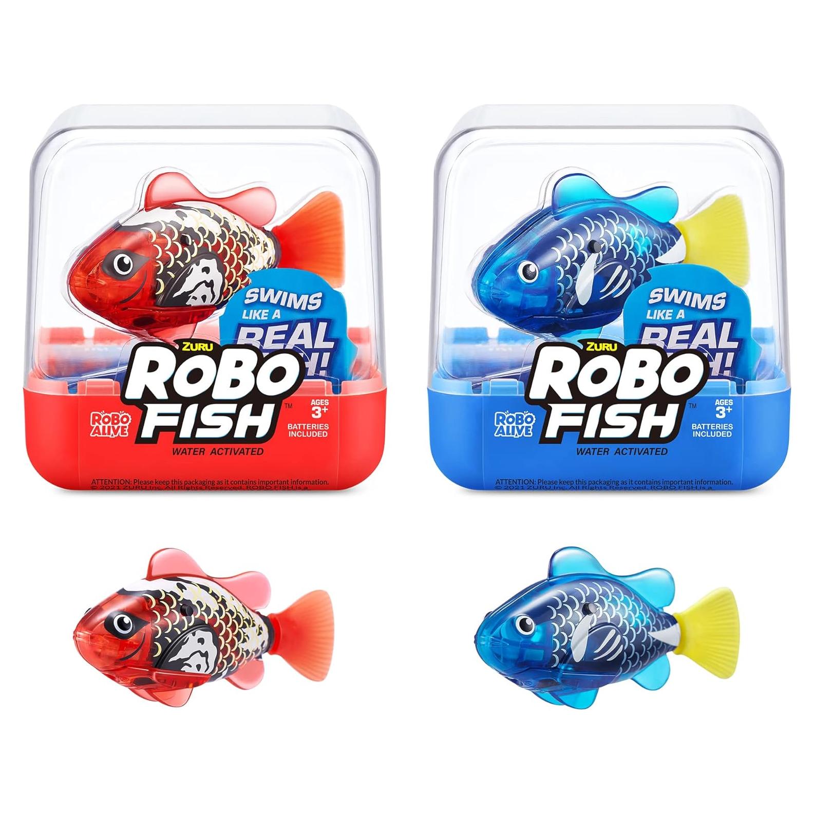Robo Fish ZURU Pez Robótico Nadador Azul y Rojo 2 Piezas