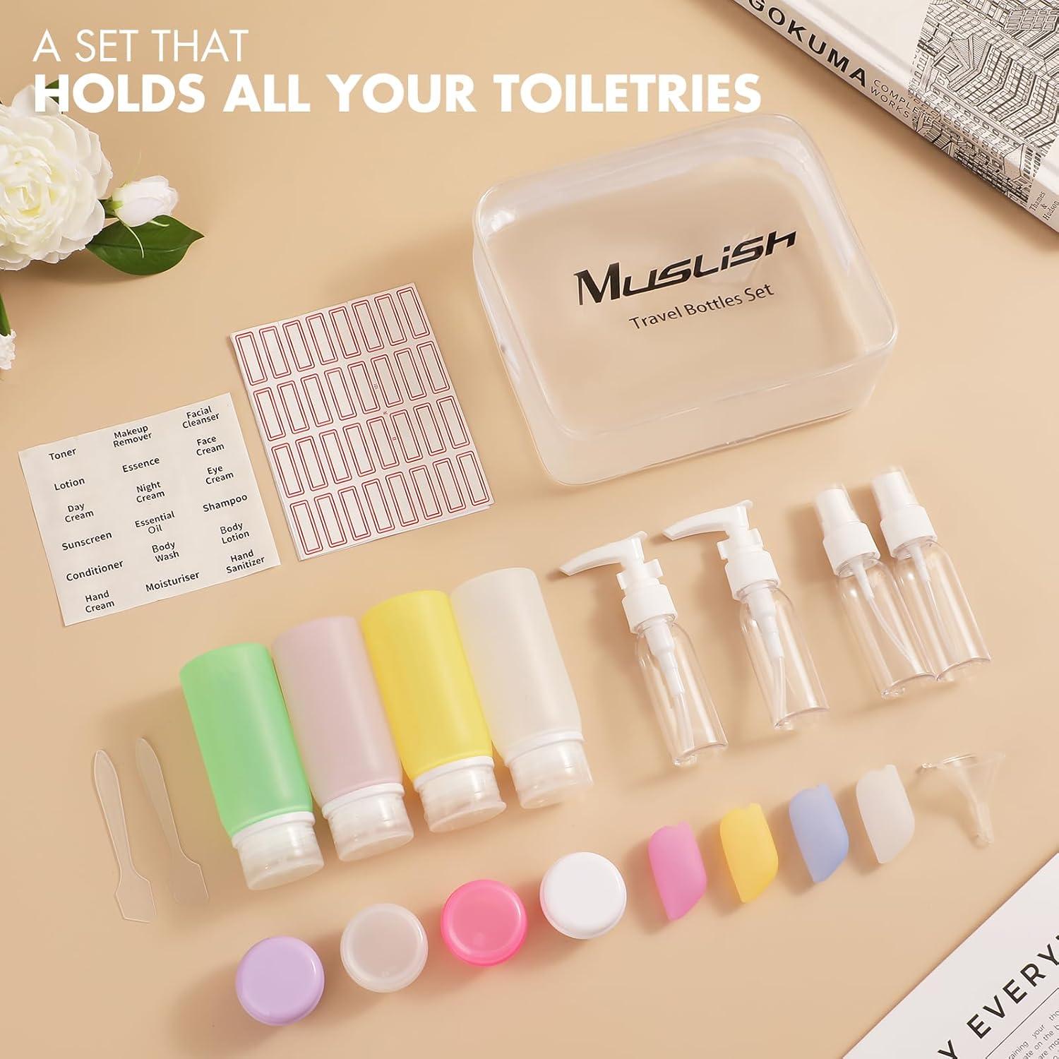 Conjunto de Botellas de Viaje Muslish 21 Piezas Silicona