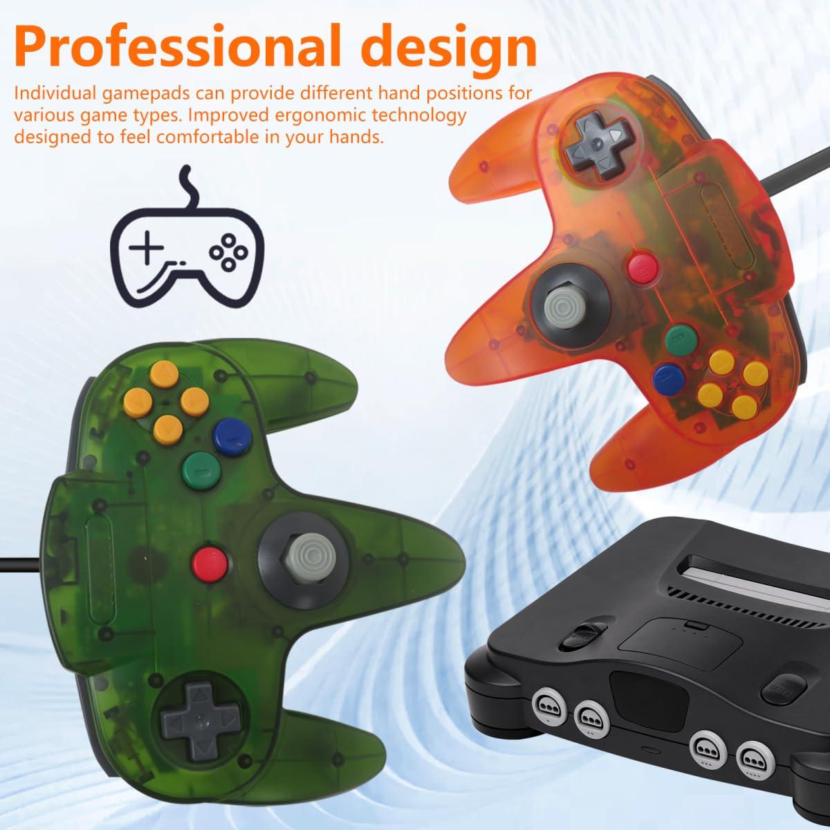 Controlador N64 Loner Clásico con Cable - 2 Unidades Verde y Naranja