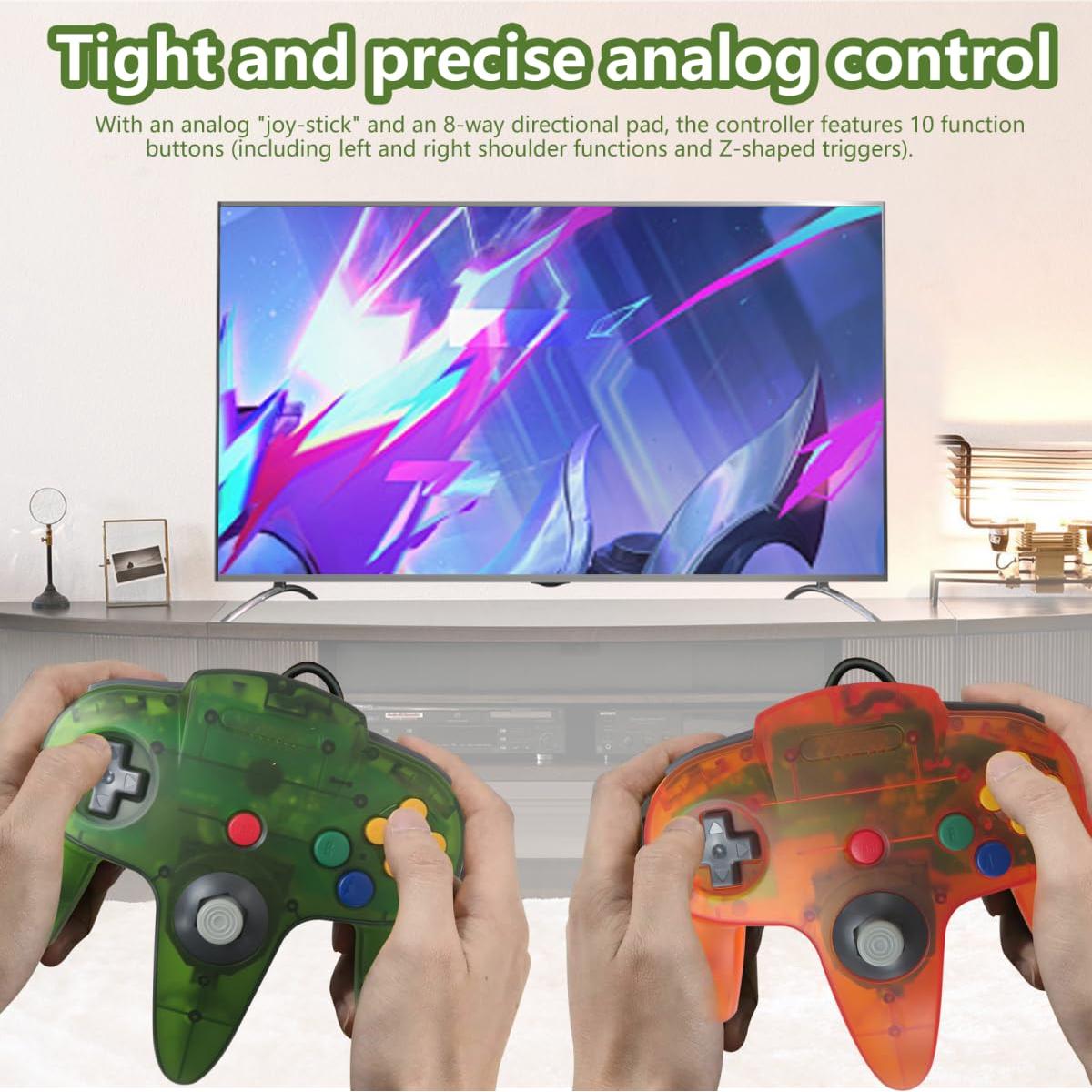Controlador N64 Loner Clásico con Cable - 2 Unidades Verde y Naranja