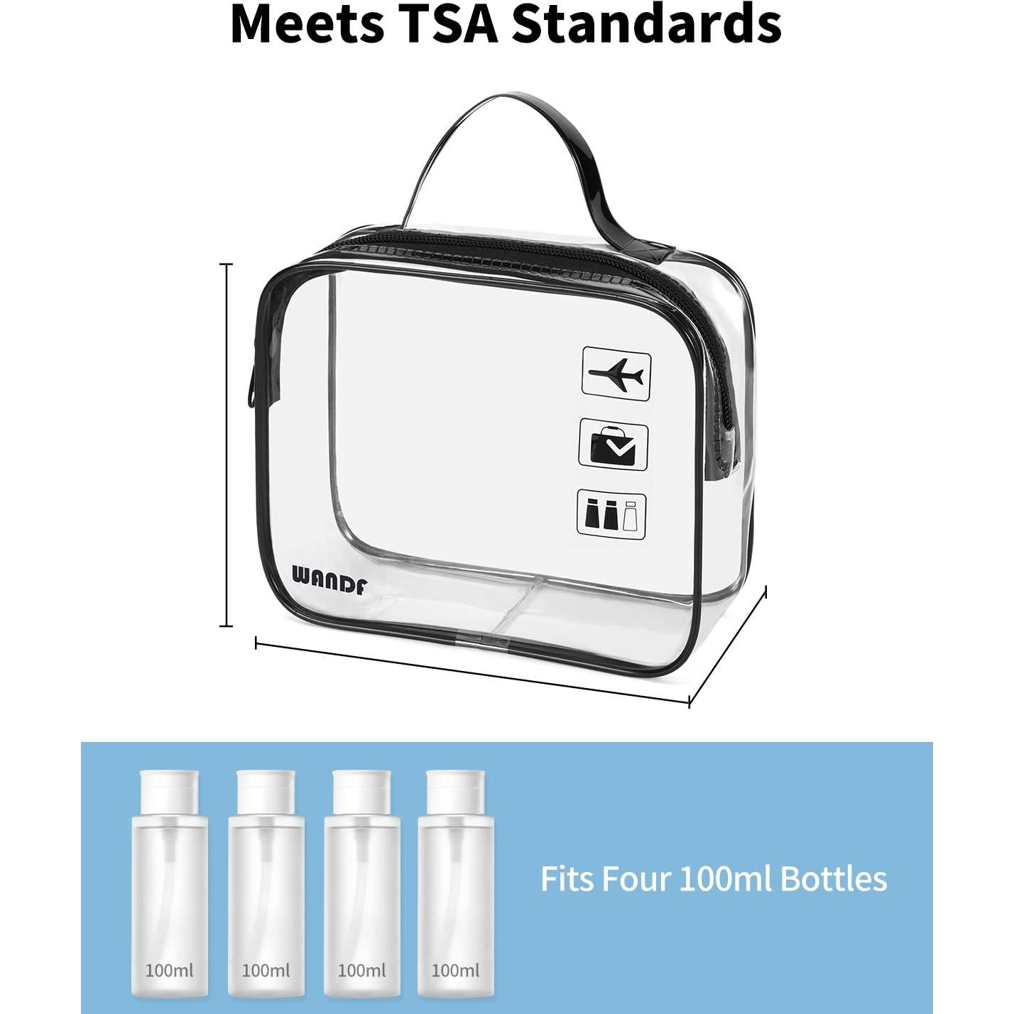 Bolsa de Aseo Transparente WANDF Aprobada por TSA - 2 Pcs