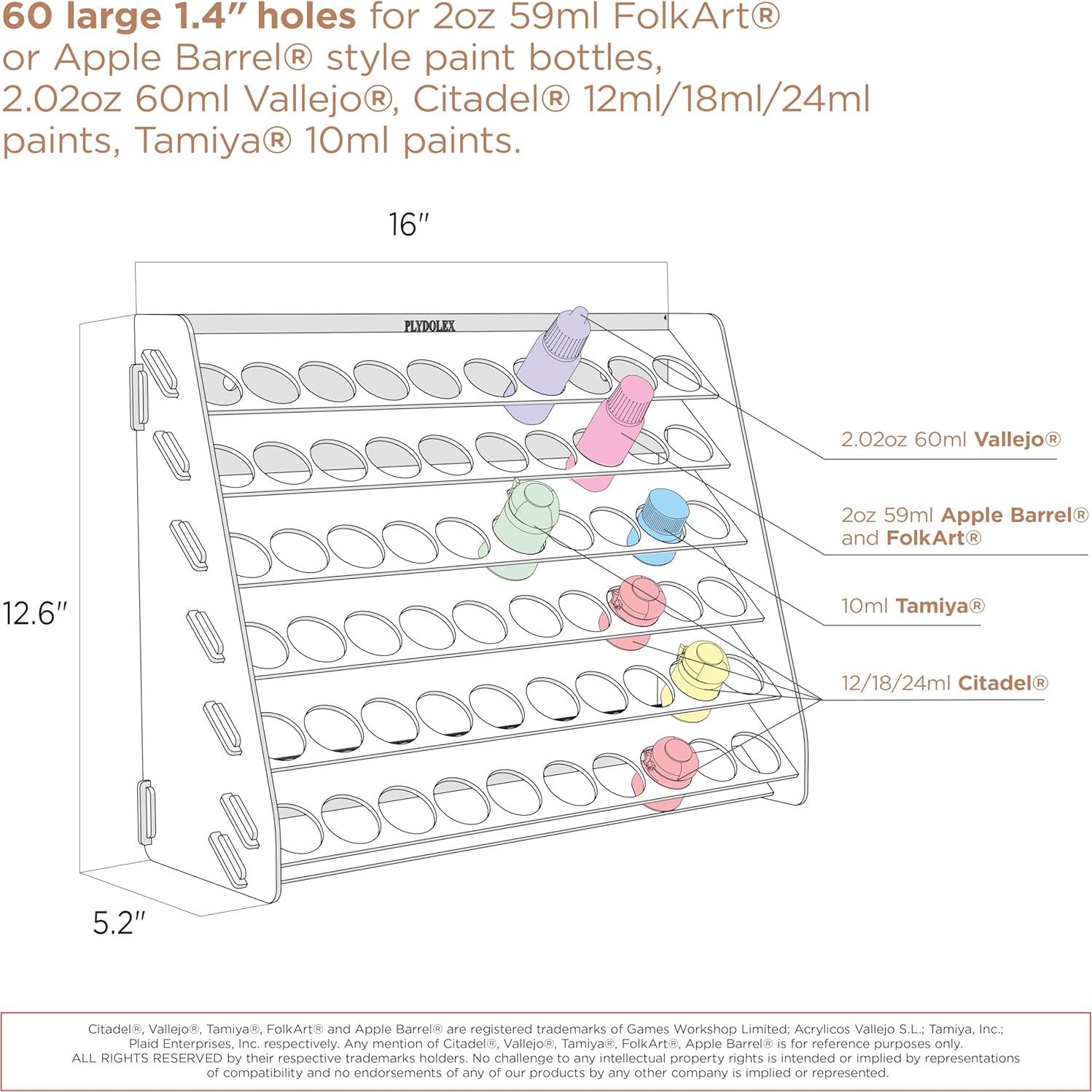 Organizador de Rack de Pintura Plydolex 60 Agujeros Acrílico