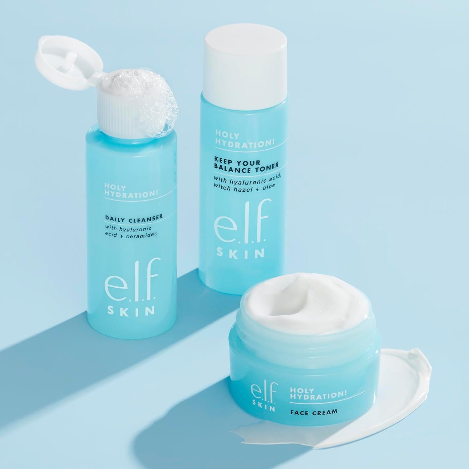 Kit Mini de Cuidado de Piel e.l.f. Holy Hydration - Limpiador, Tónico y Crema