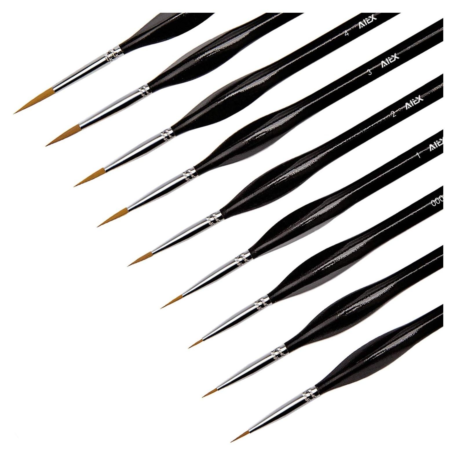 Juego de 9 Pinceles de Detalle Fino AIEX para Pintura