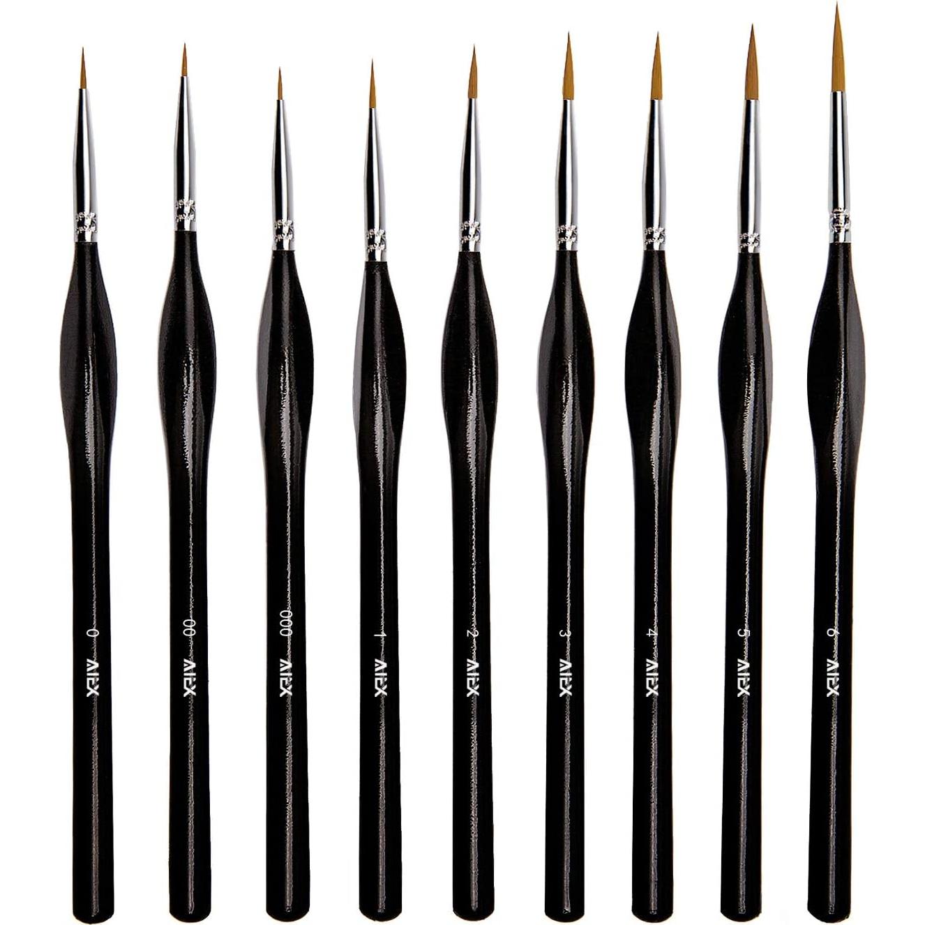 Juego de 9 Pinceles de Detalle Fino AIEX para Pintura