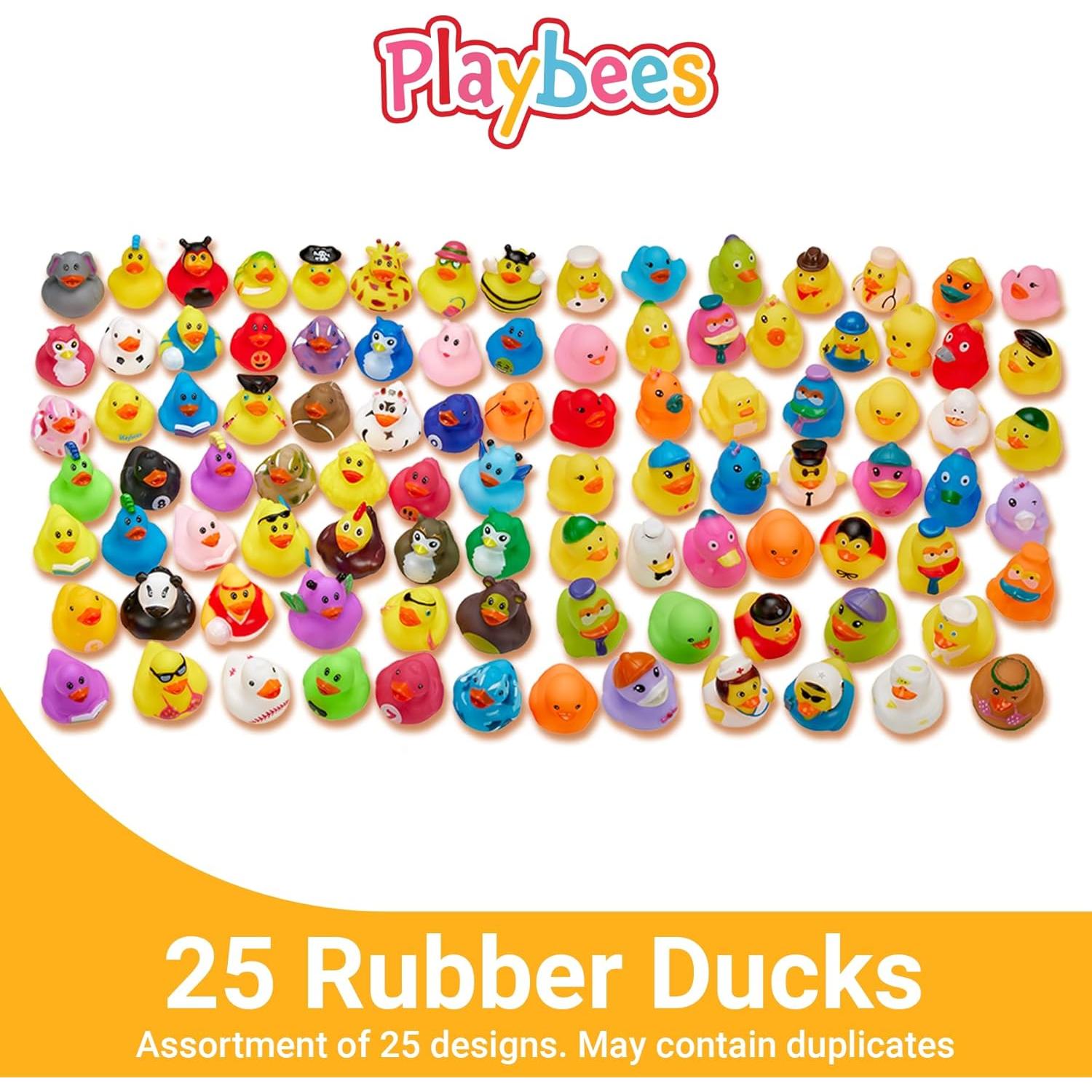 Lote 25 Patitos de Goma Playbees para Baño y Fiestas