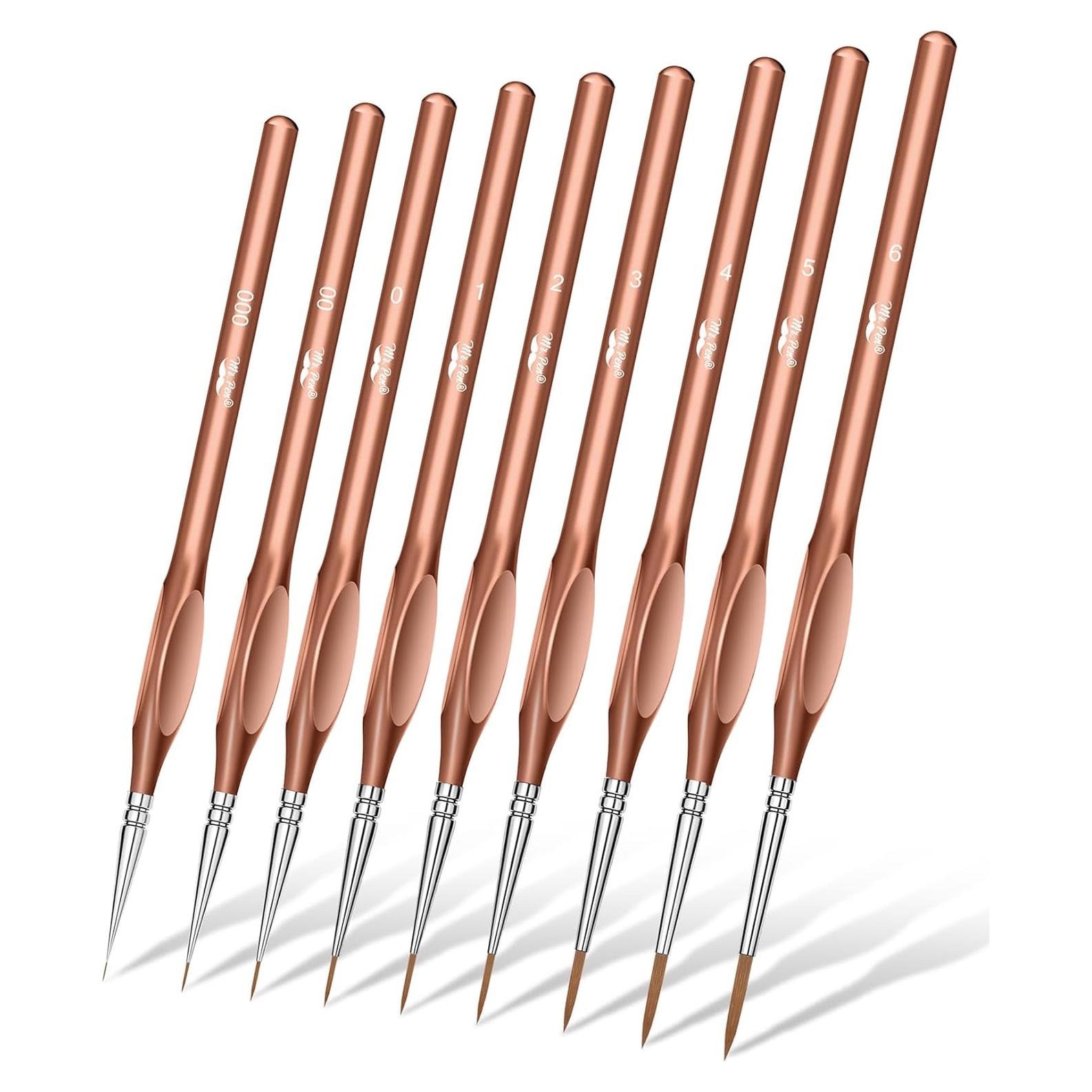 Juego de Pinceles de Detalle Mr. Pen 9 Piezas Oro Rosa