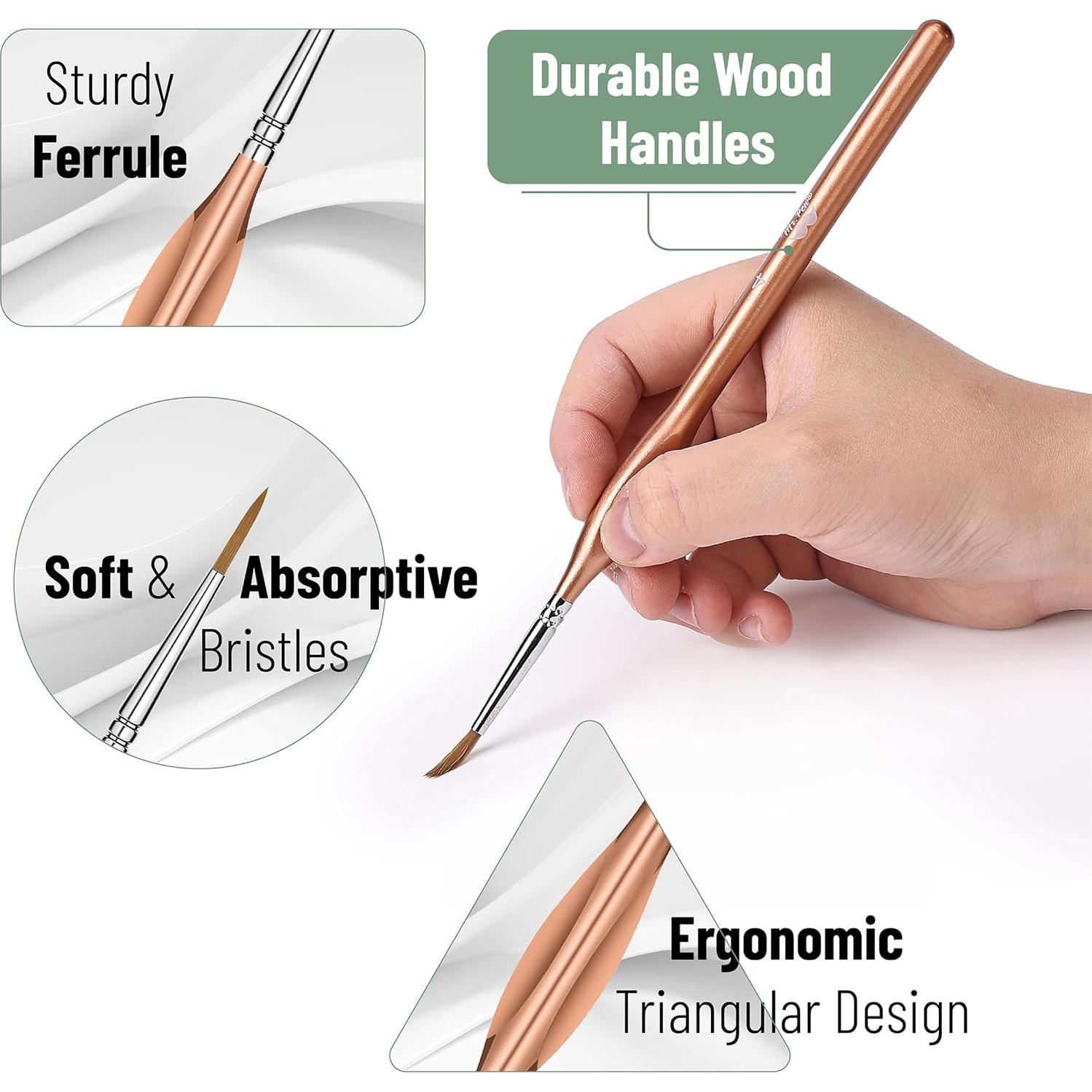 Juego de Pinceles de Detalle Mr. Pen 9 Piezas Oro Rosa