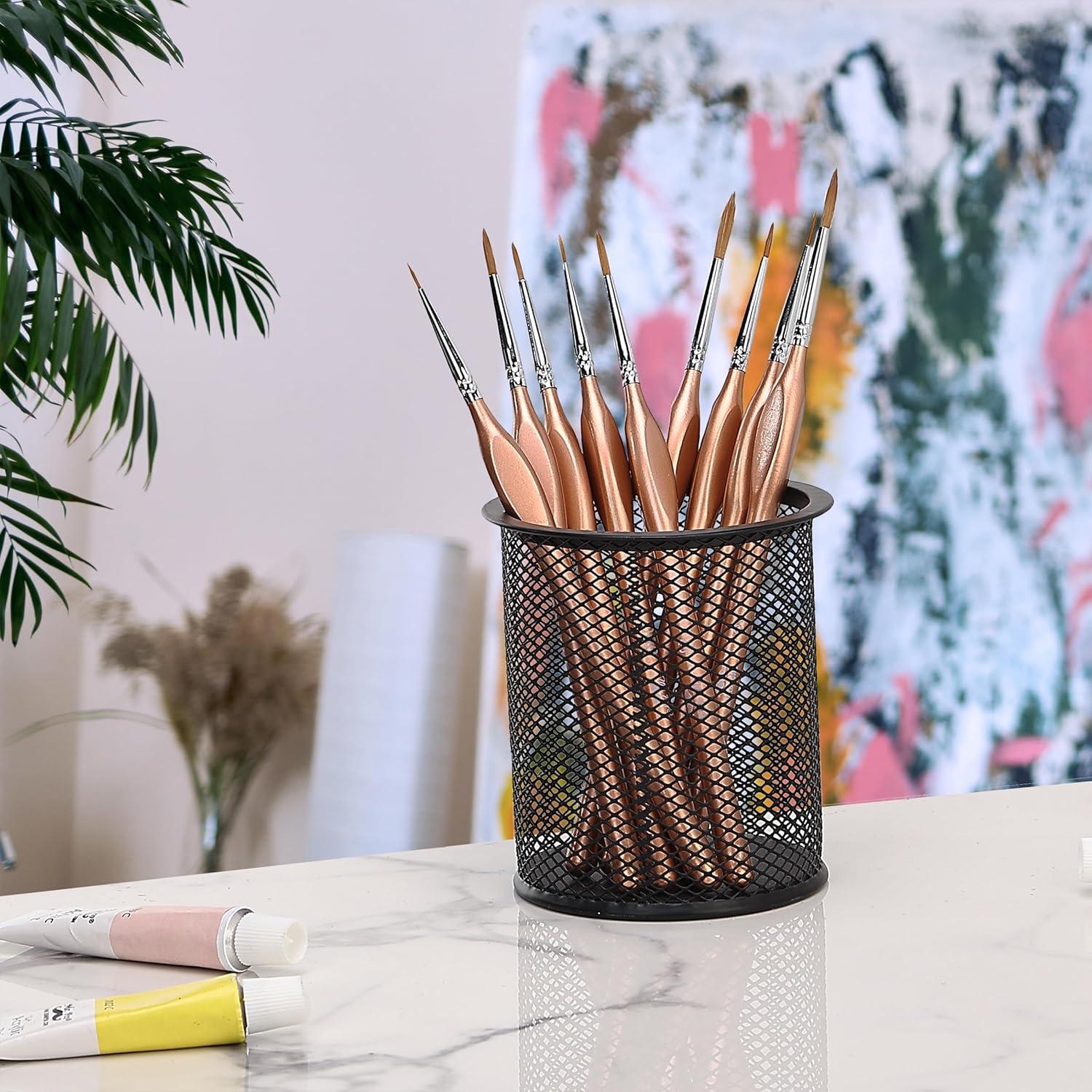 Juego de Pinceles de Detalle Mr. Pen 9 Piezas Oro Rosa