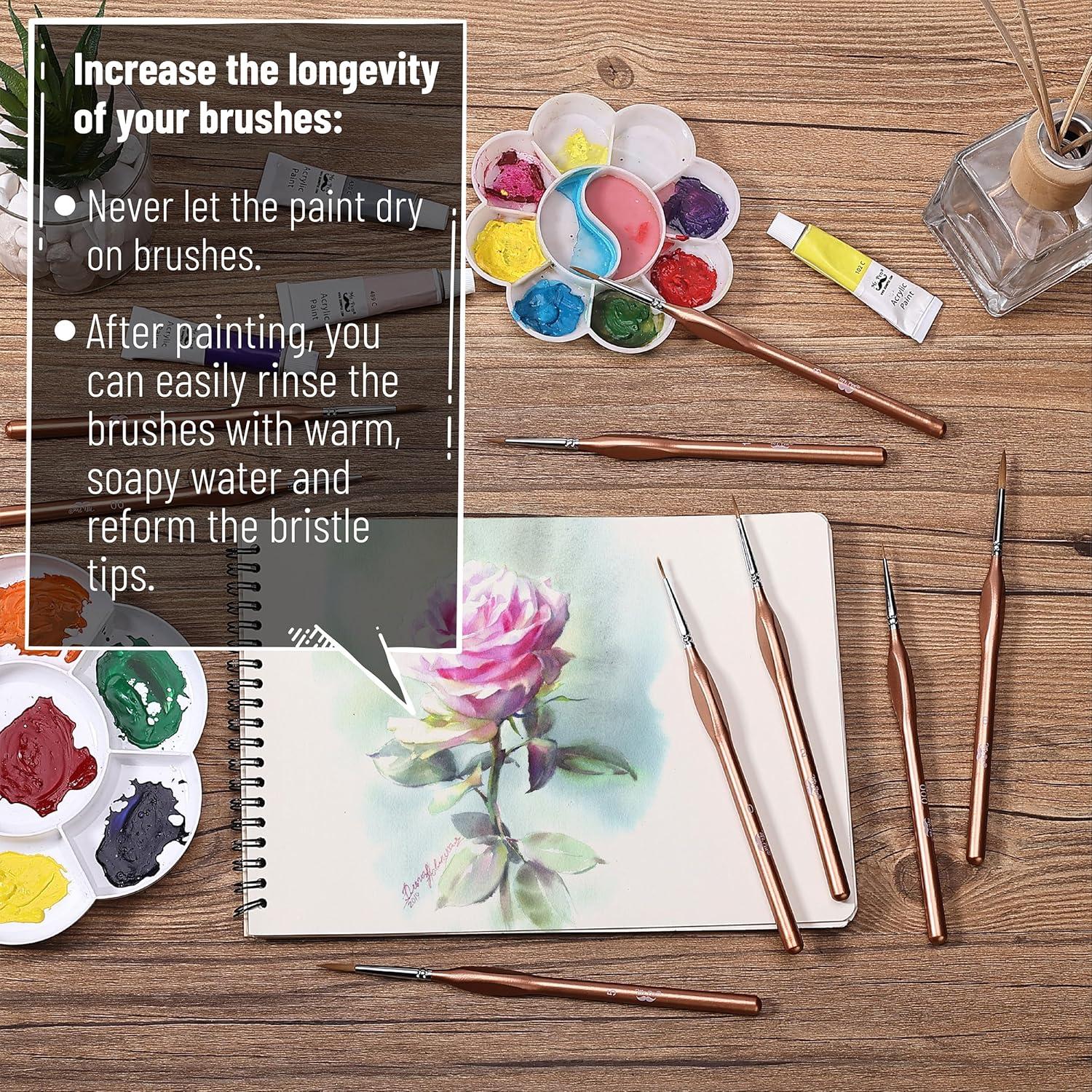 Juego de Pinceles de Detalle Mr. Pen 9 Piezas Oro Rosa