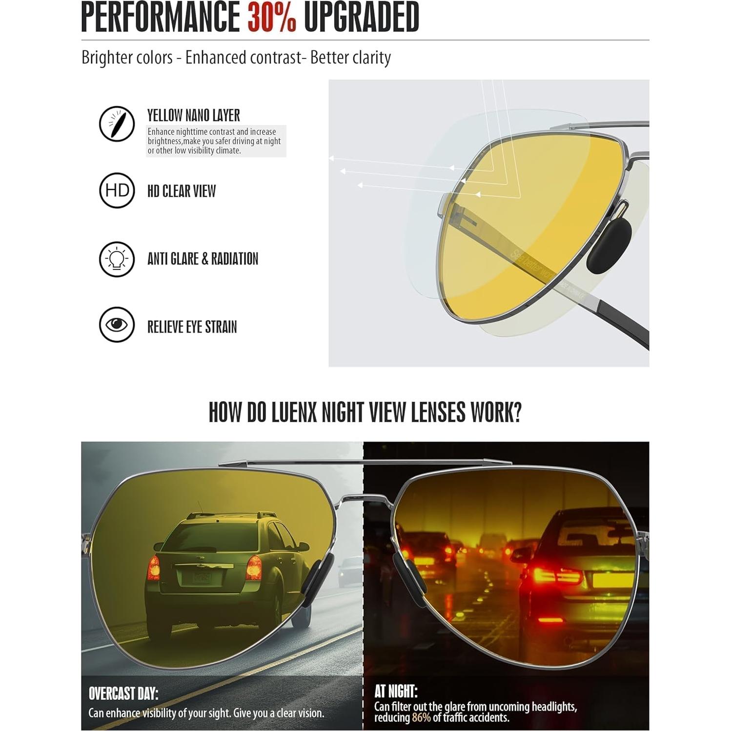 Gafas de sol LUENX Aviador Polarizadas UV400 Amarillo